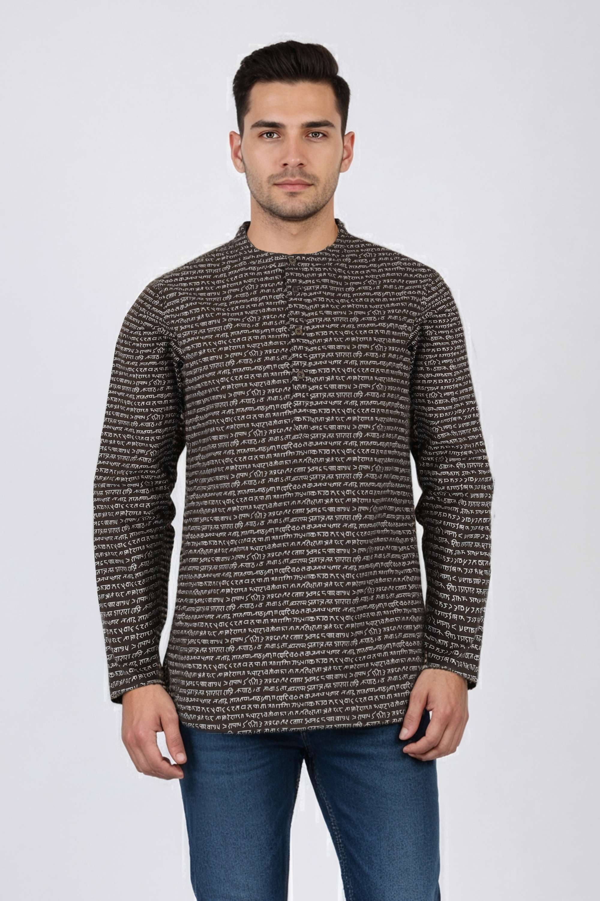 Printed-Blended-Fabric-Men-s-Casual-Wear-Short-Kurta
