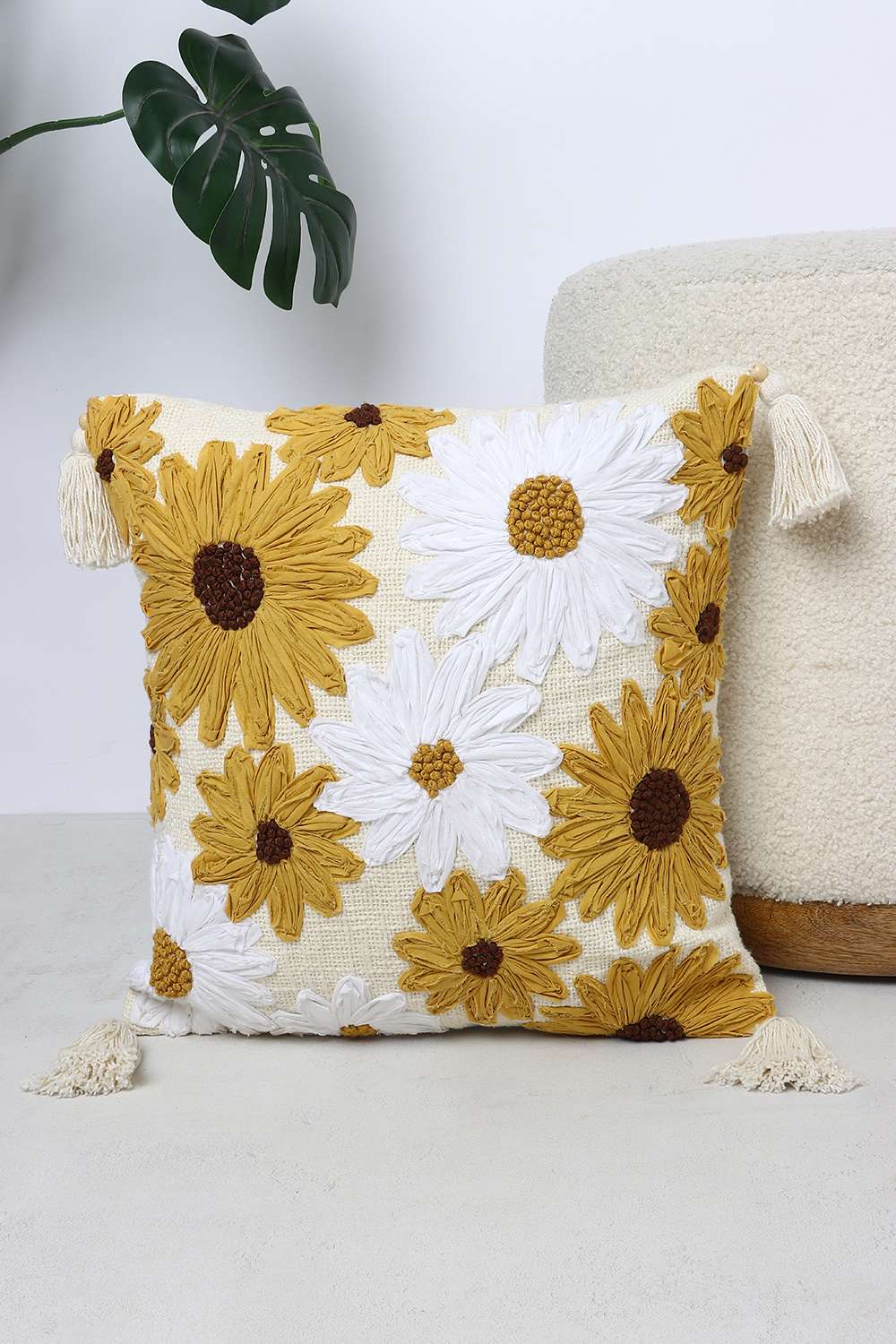 Back-to-earth-Sunflower-Cushion-Cover-Mustard-White-40x40-cm