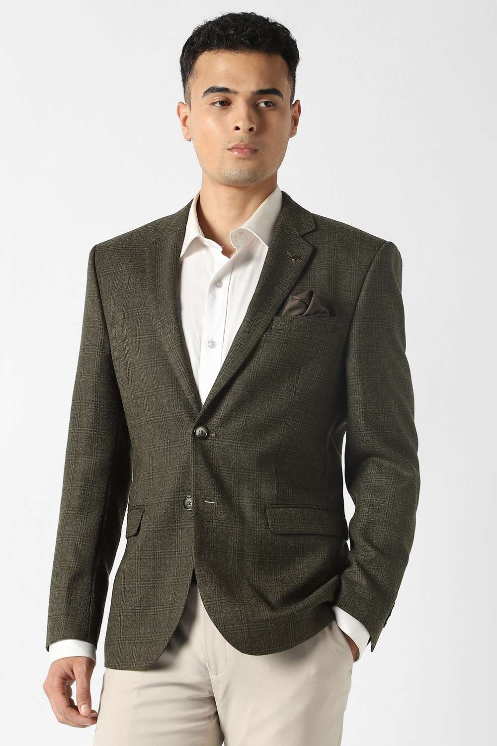 Checks-Blended-Fabric-Slim-Fit-Men-s-Blazer