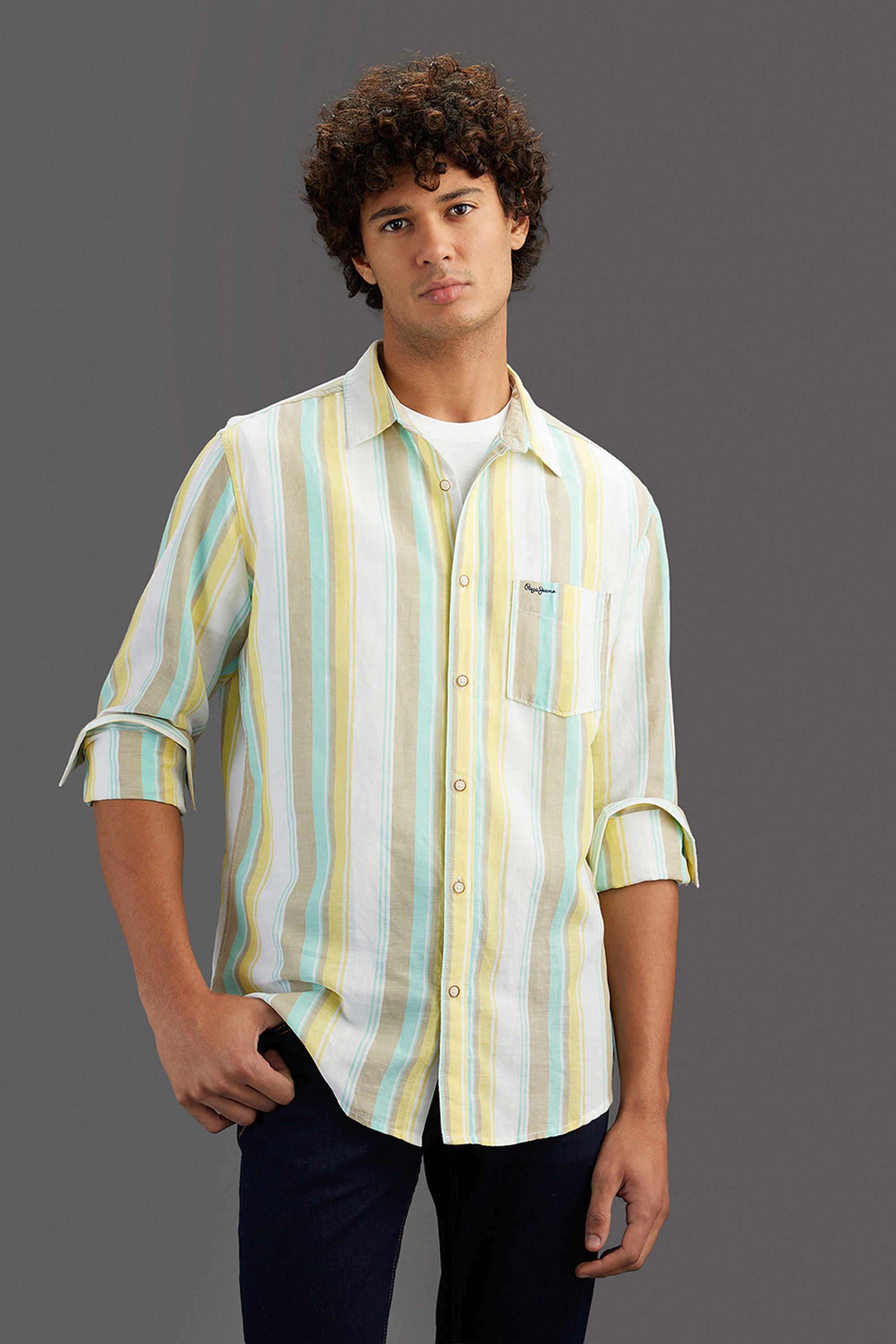 Stripes-Blended-Fabric-Regular-Fit-Men-S-Shirt
