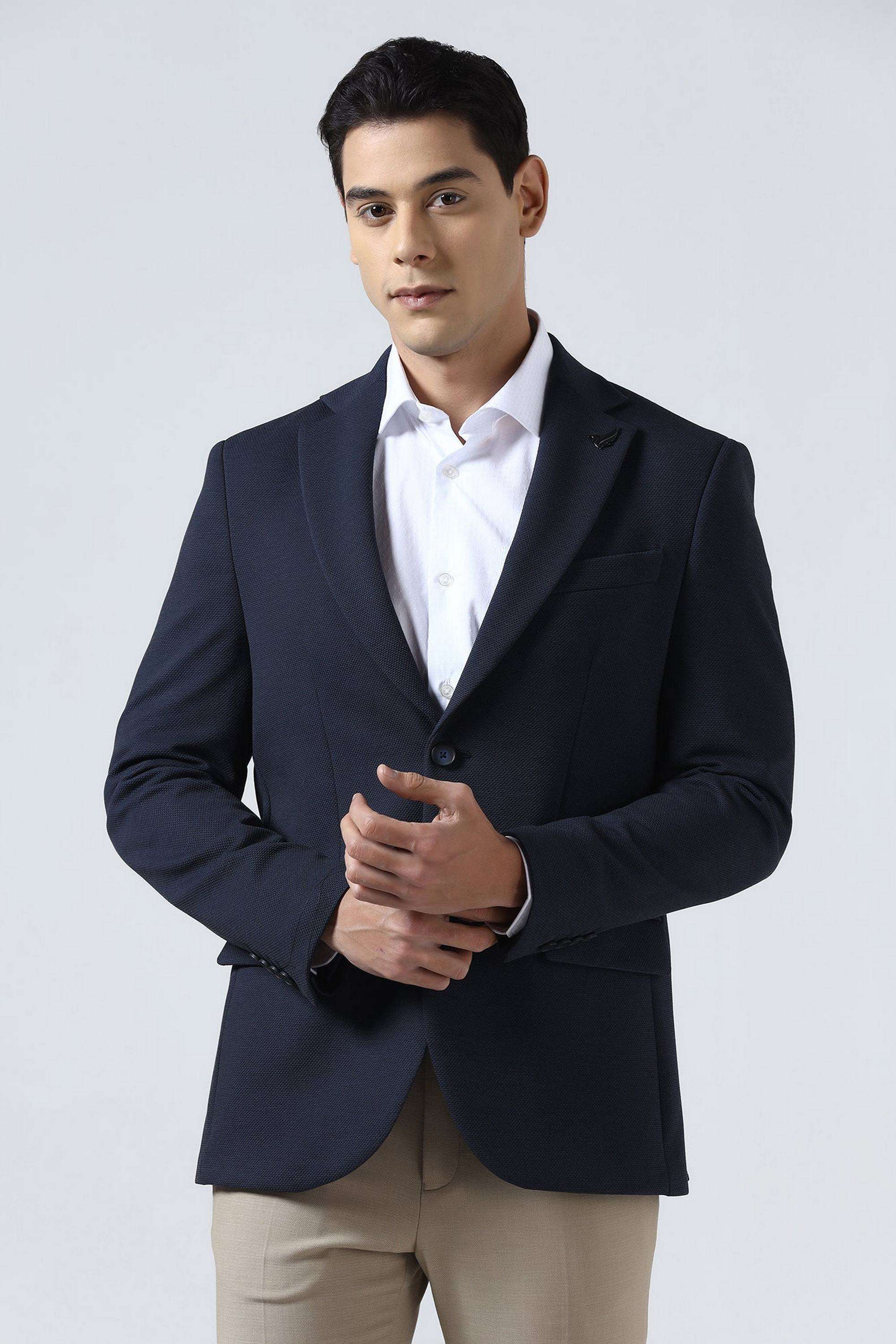 Solid-Nylon-Blend-Slim-Fit-Men-s-Formal-Blazer