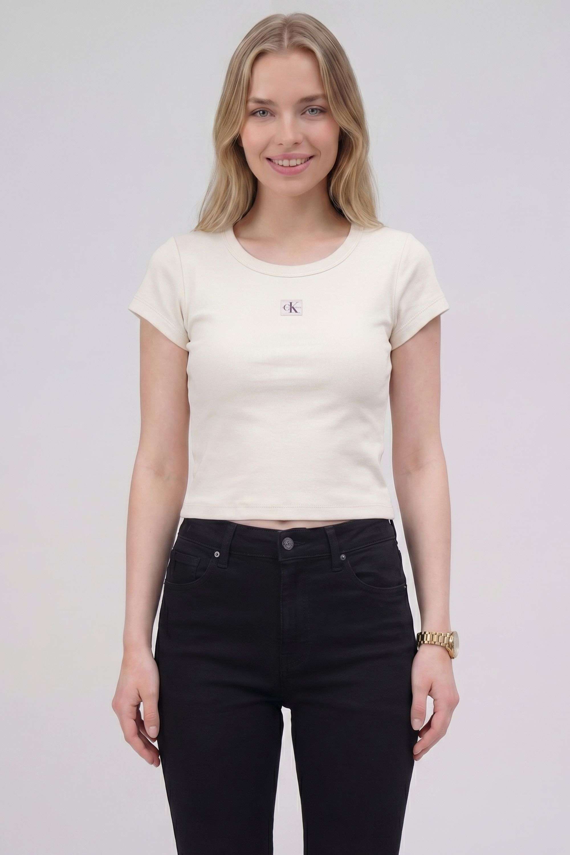 calvin klein Solid Blended Fabric Round Neck Women's T-Shirt-picture-38