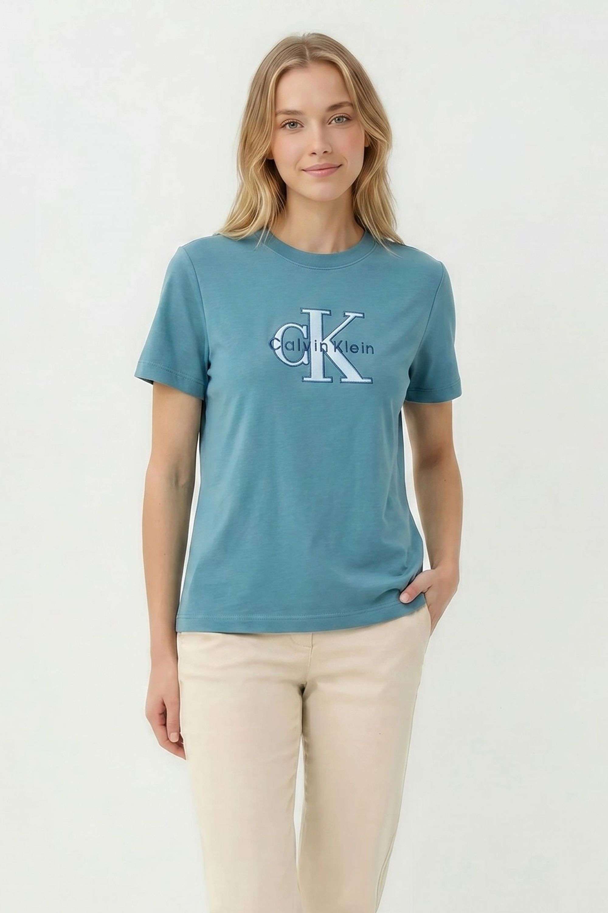 calvin klein Solid Blended Fabric Round Neck Women's T-Shirt-picture-12