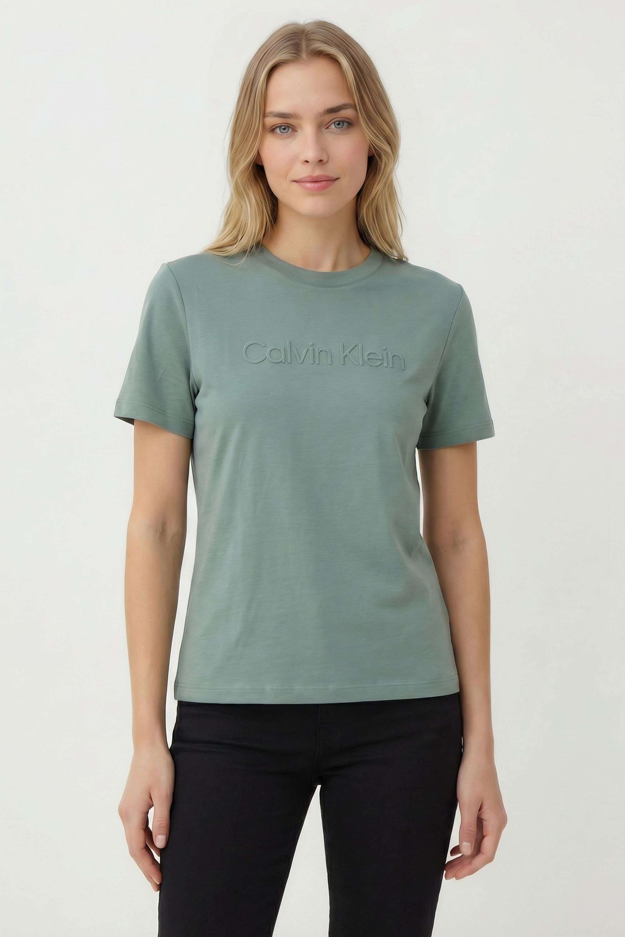 calvin klein Solid Blended Fabric Round Neck Women's T-Shirt-picture-21