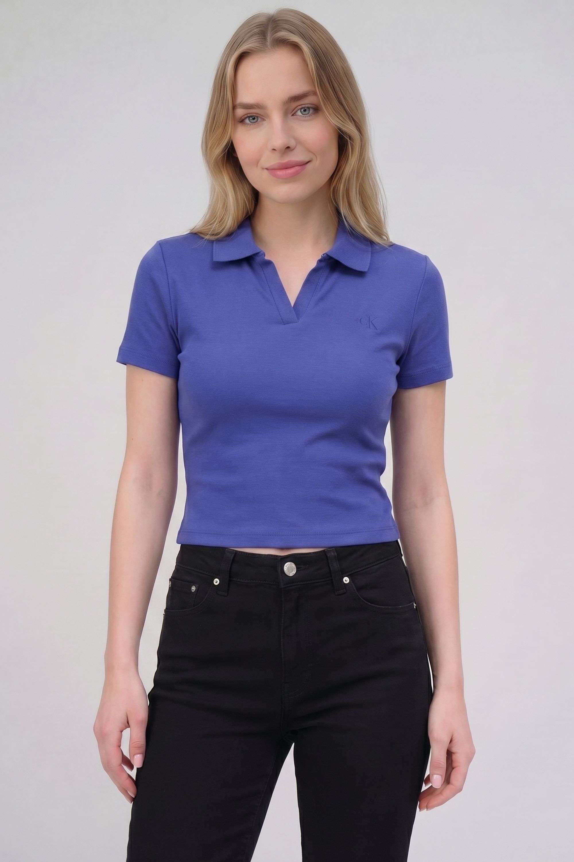 calvin klein Solid Blended Fabric Collared Women's T-Shirt-picture-23