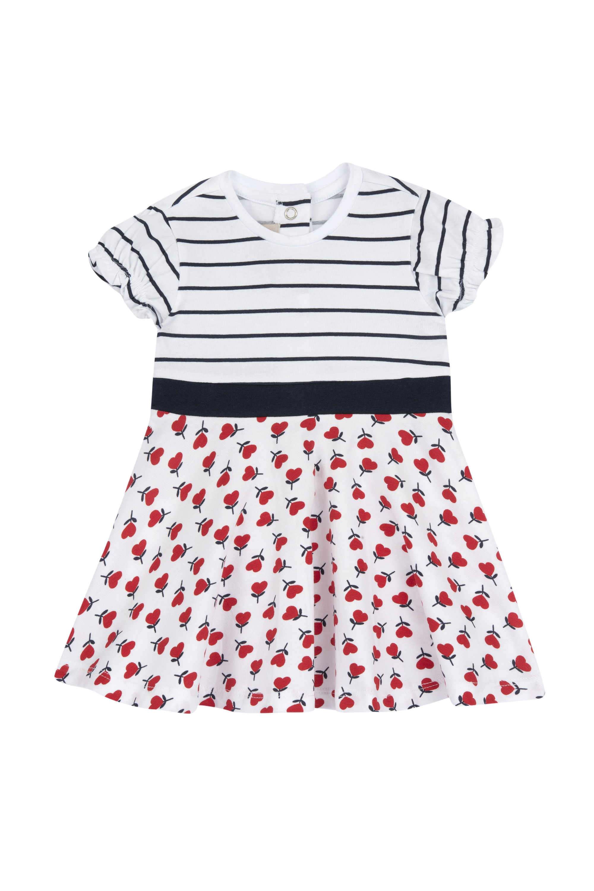 Floral-Cotton-Blend-Round-Neck-Infant-Girls-Casual-Wear-Dress
