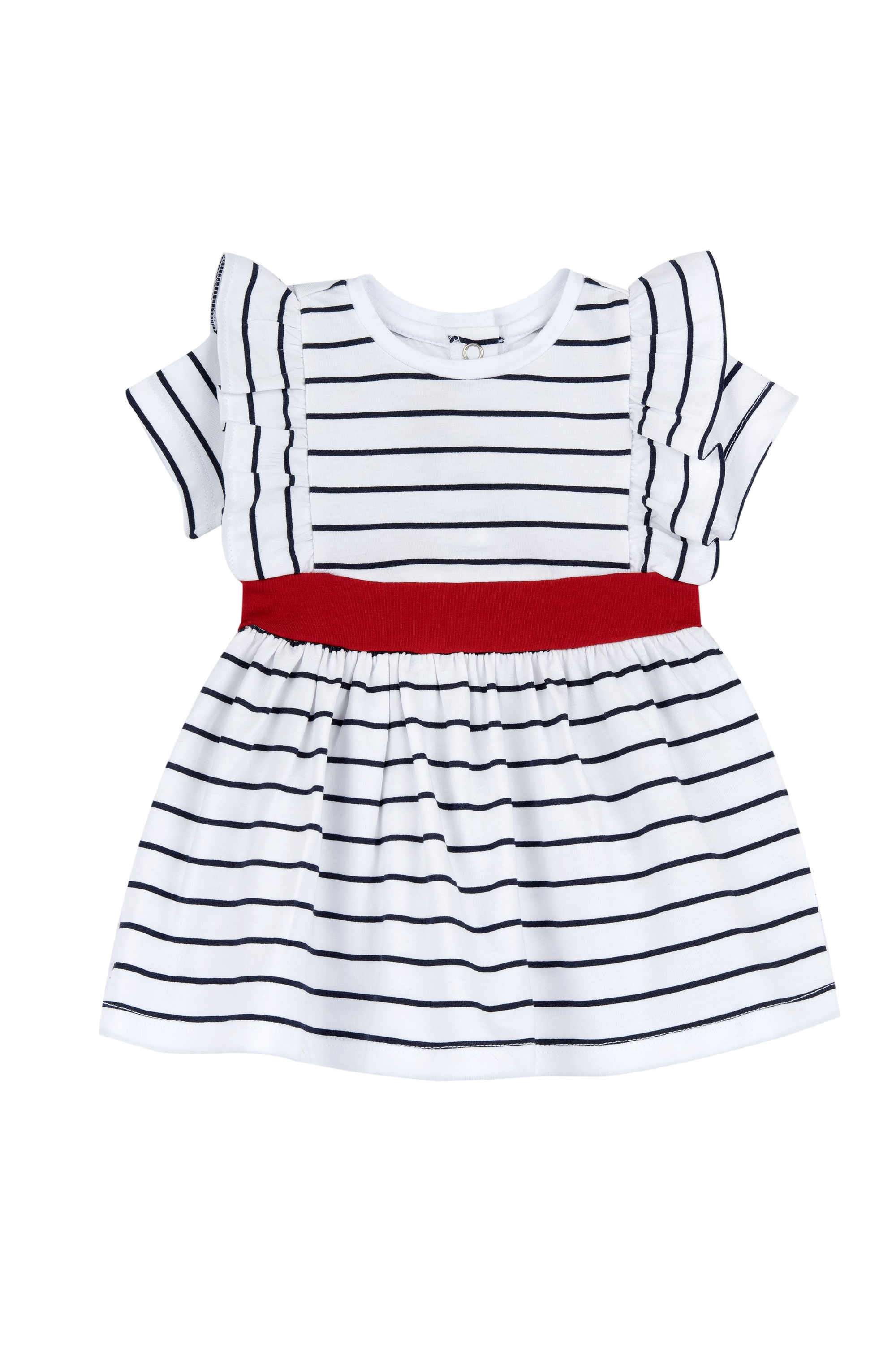 Stripes-Cotton-Blend-Round-Neck-Infant-Girls-Casual-Wear-Dress