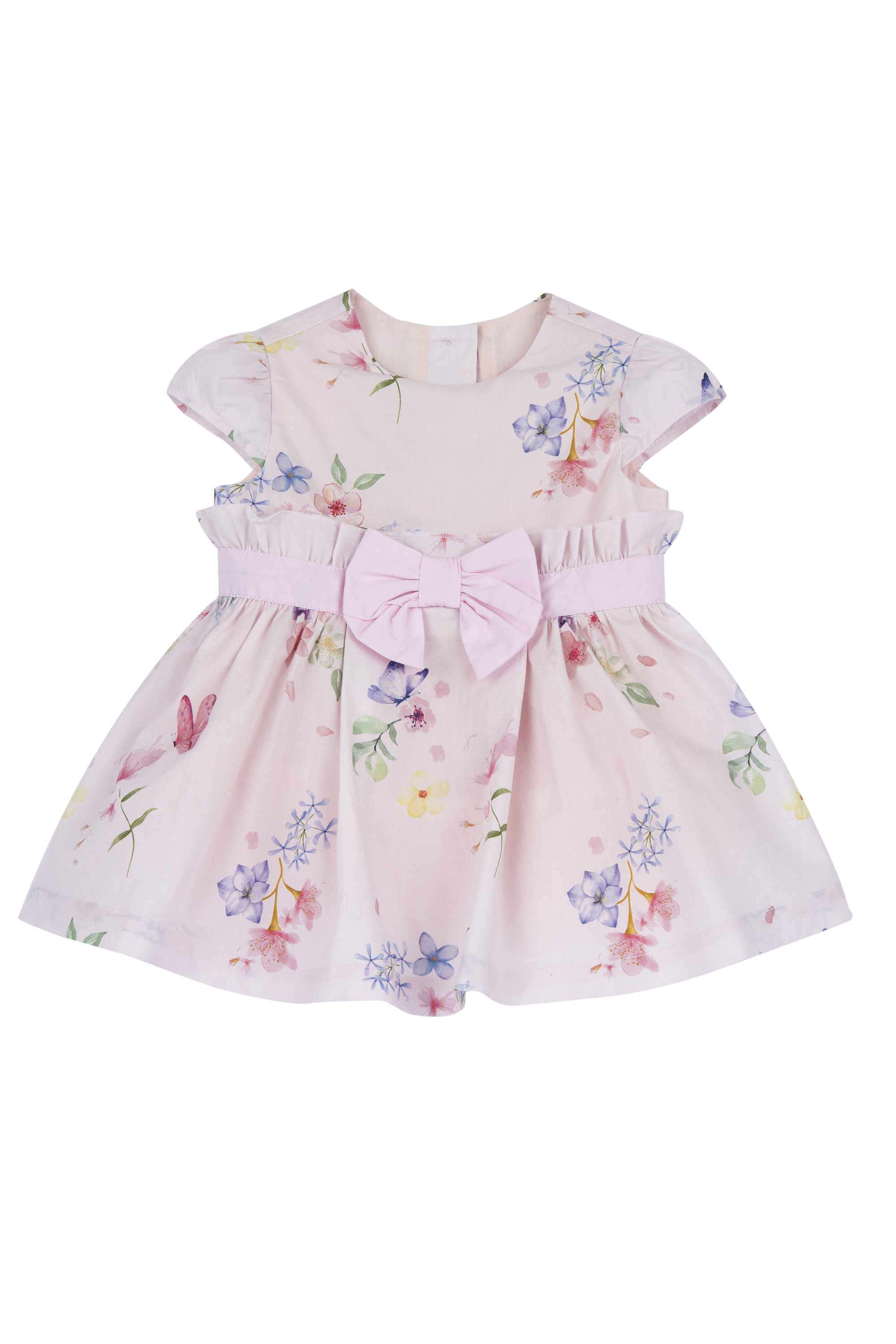Floral-Poplin-Round-Neck-Infant-Girls-Casual-Wear-Dress