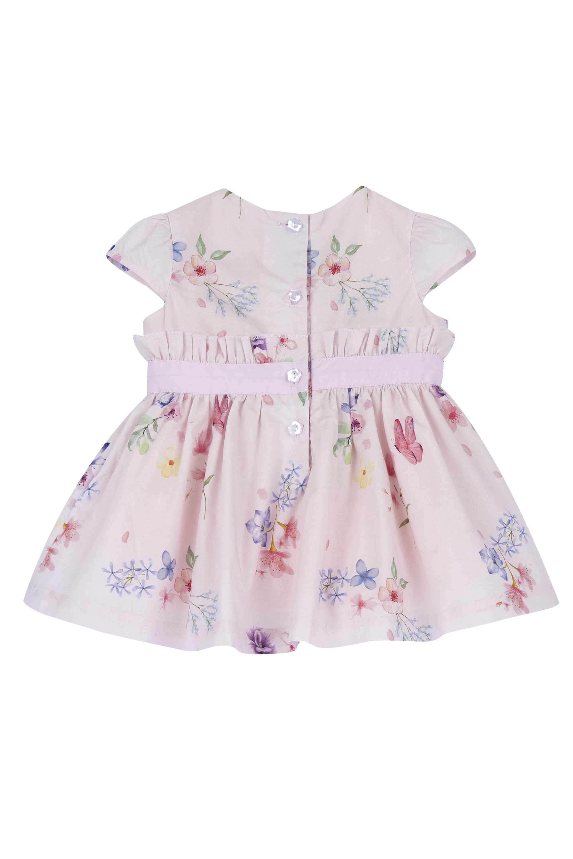Floral-Poplin-Round-Neck-Infant-Girls-Casual-Wear-Dress