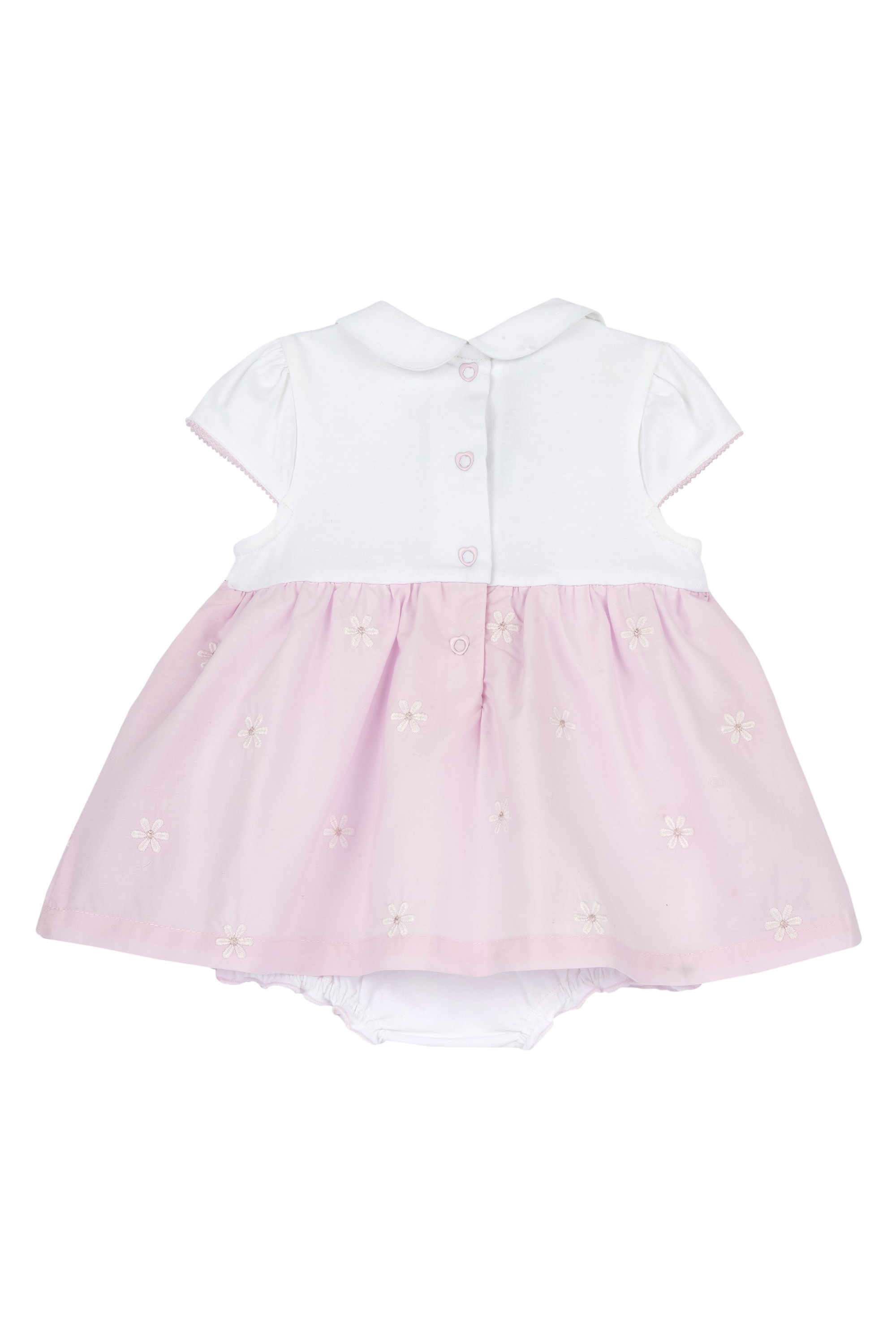 Embroidered-Cotton-Blend-Collared-Infant-Girls-Rompers