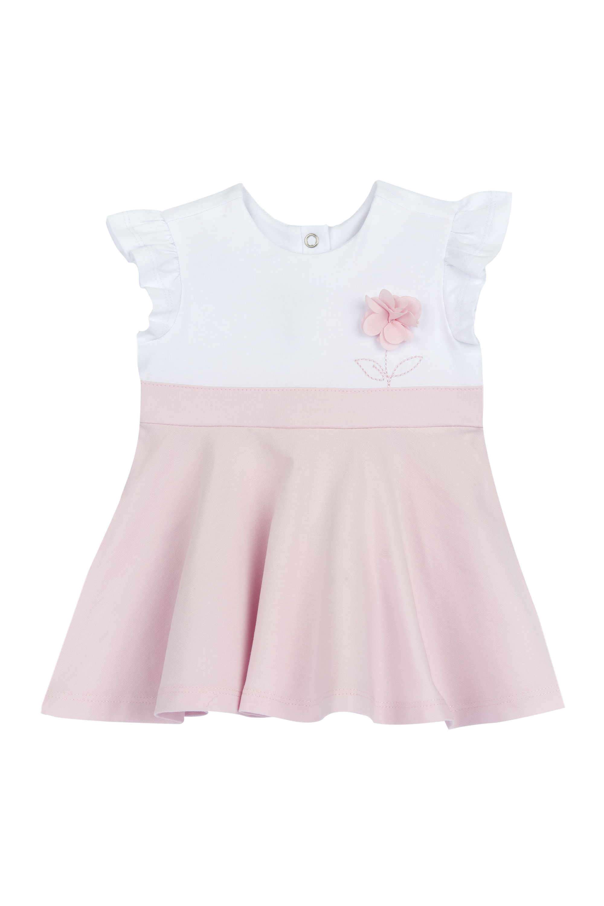 Embellished-Cotton-Blend-Round-Neck-Infant-Girls-Casual-Wear-Dress
