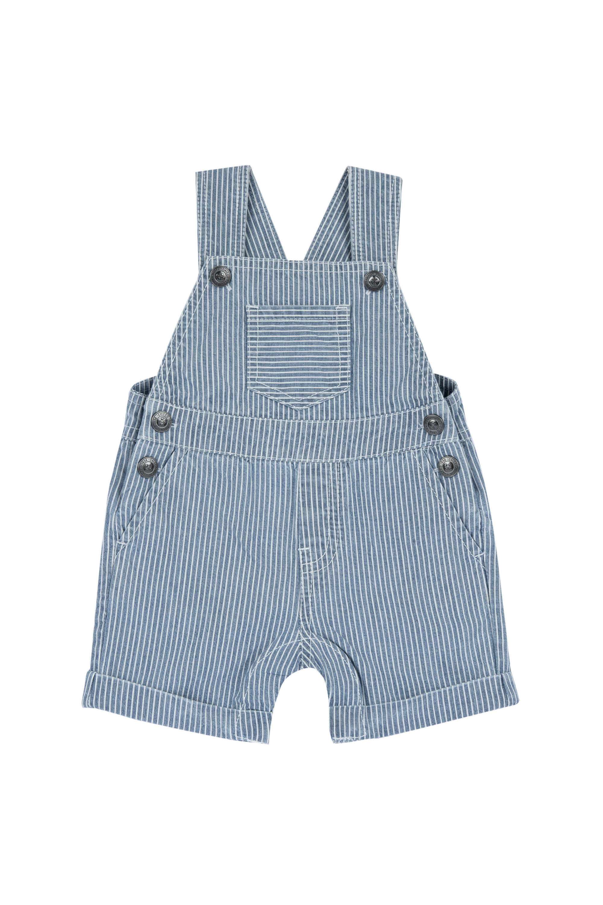Stripes-Denim-Square-Neck-Infant-Boys-Casual-Wear-Dungaree