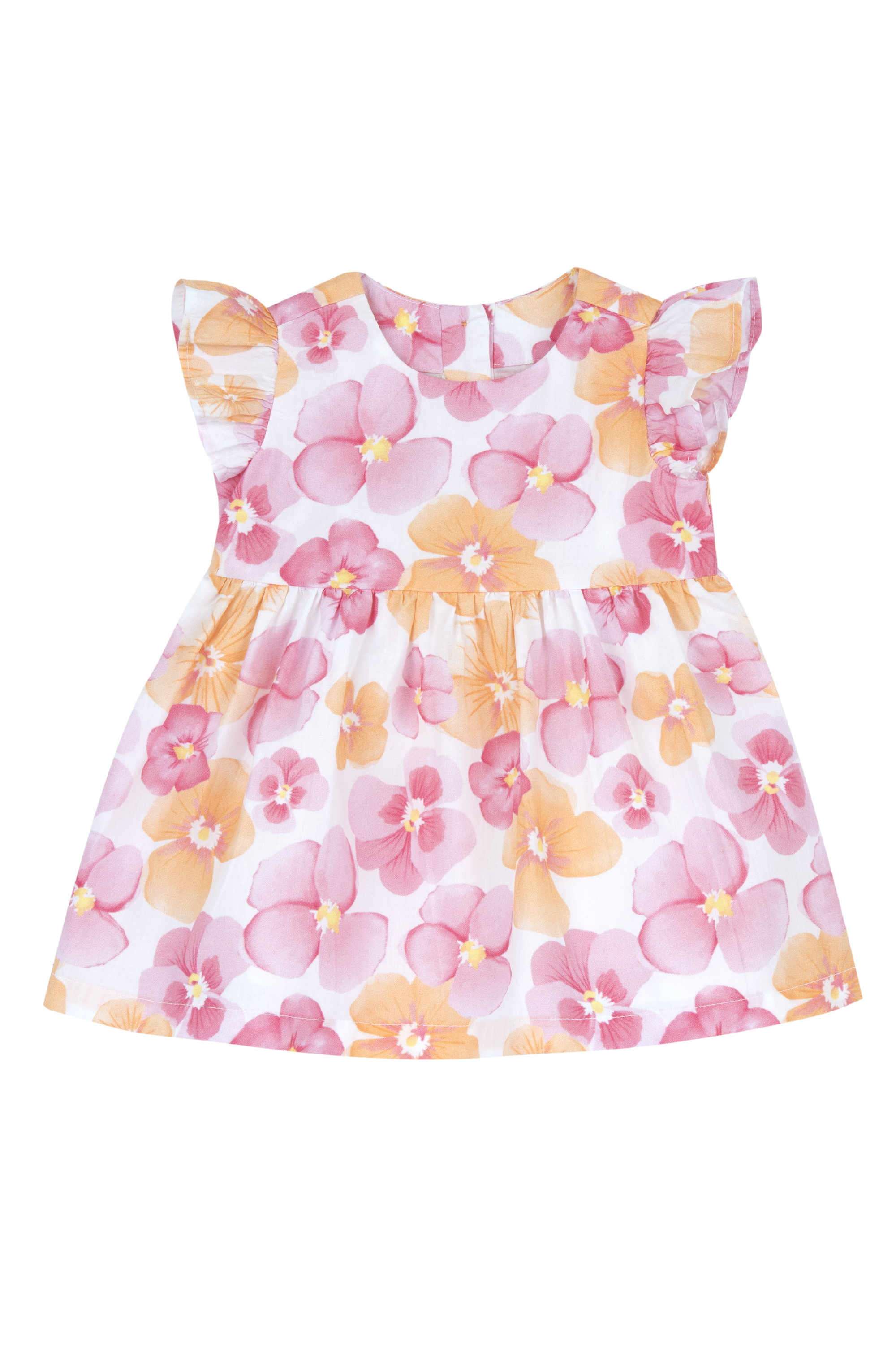 Floral-Poplin-Round-Neck-Girls-Casual-Wear-Dress