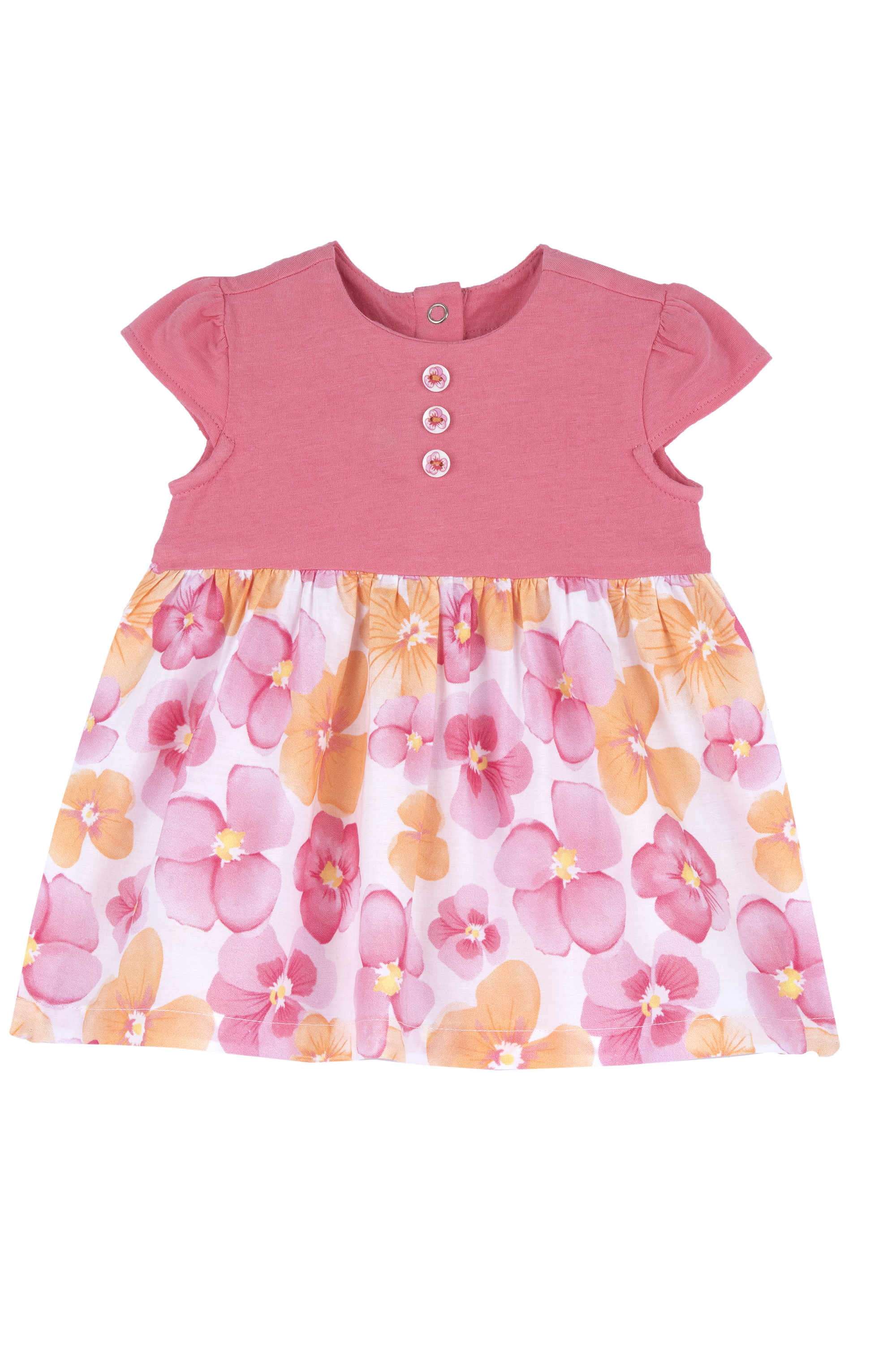 Floral-Cotton-Blend-Round-Neck-Girls-Casual-Wear-Dress