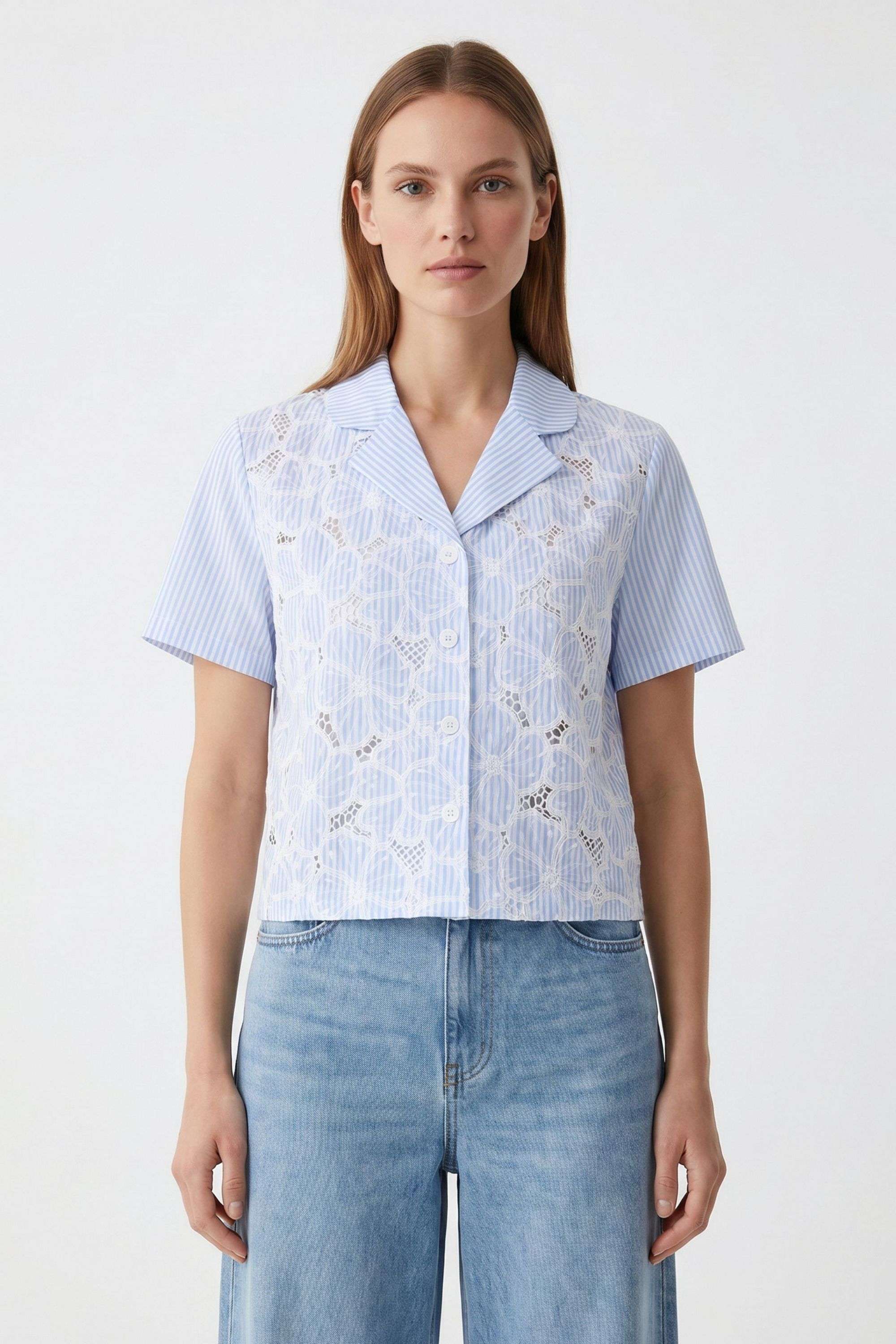Solid Cotton Collared Women's Top-image-14