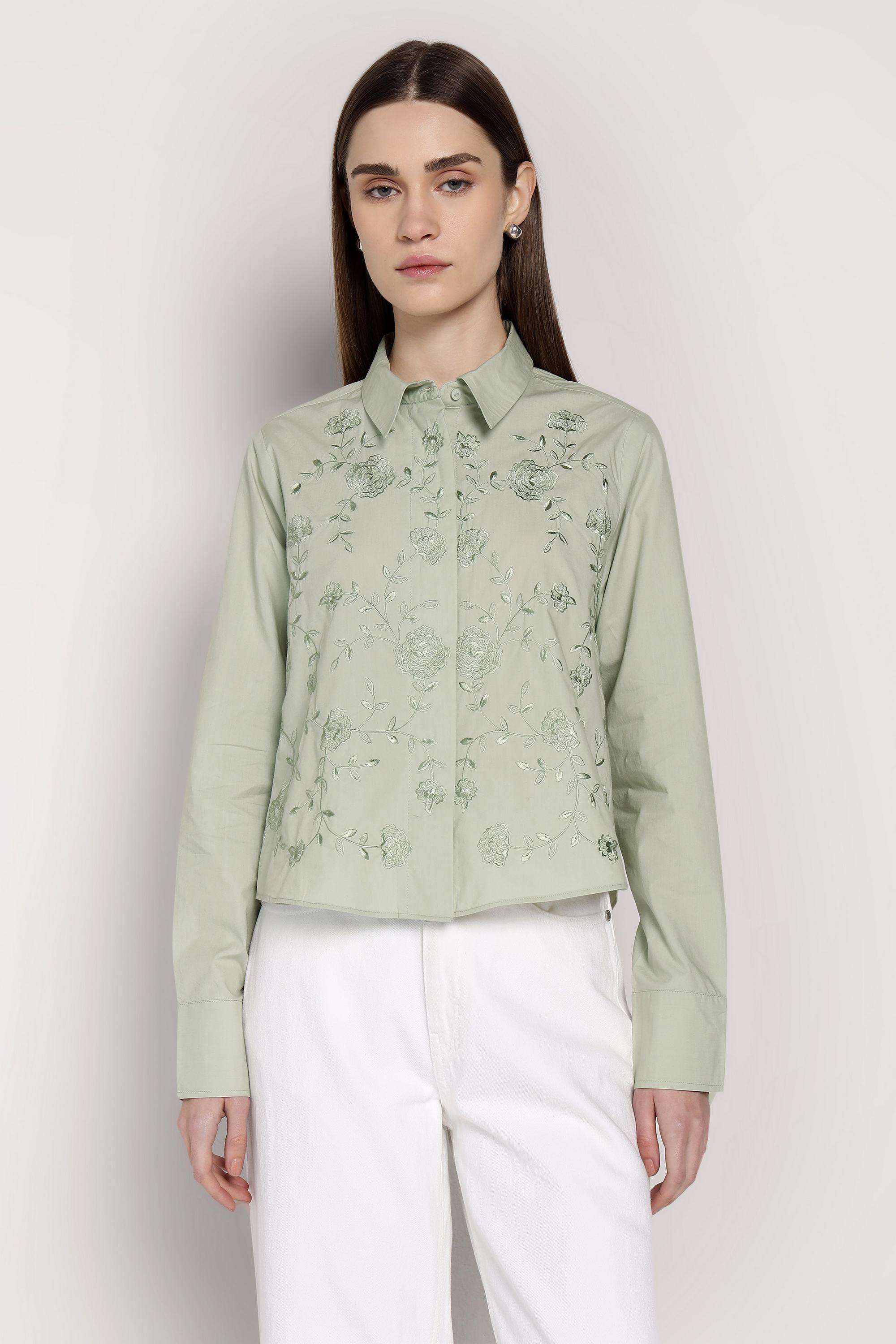 Solid-Cotton-Collared-Women-s-Shirt