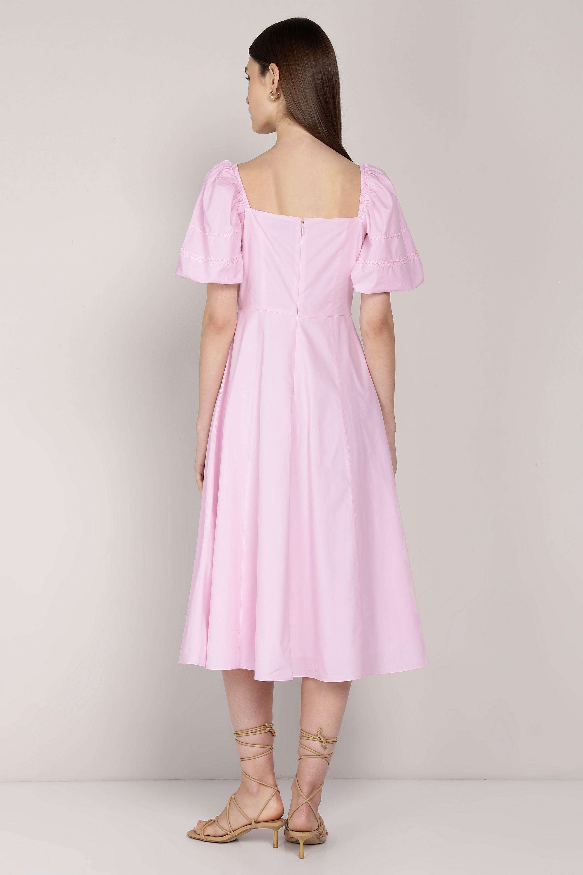 Solid-Square-Neck-Cotton-Women-Dress