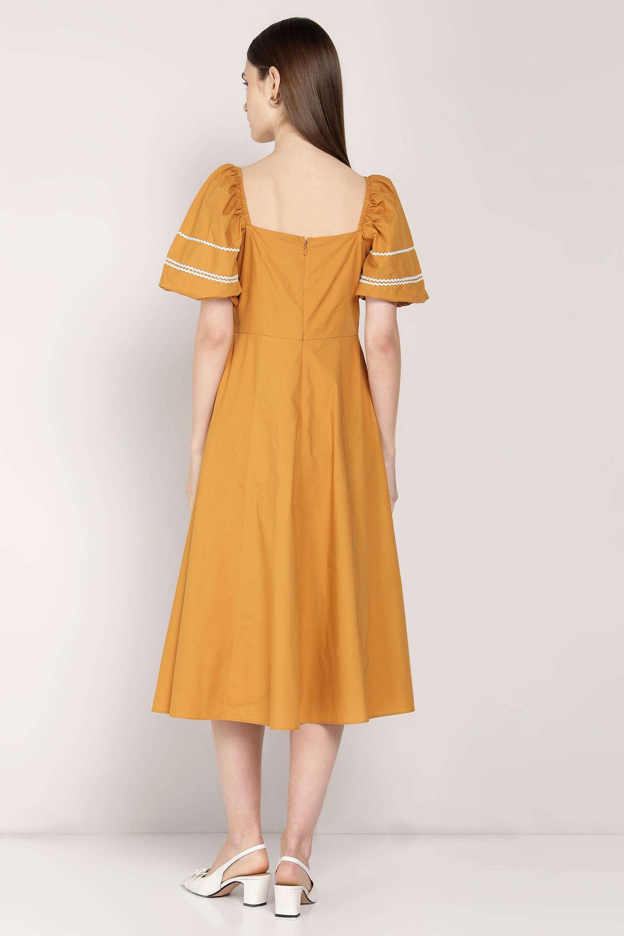 Solid-Square-Neck-Cotton-Women-Dress