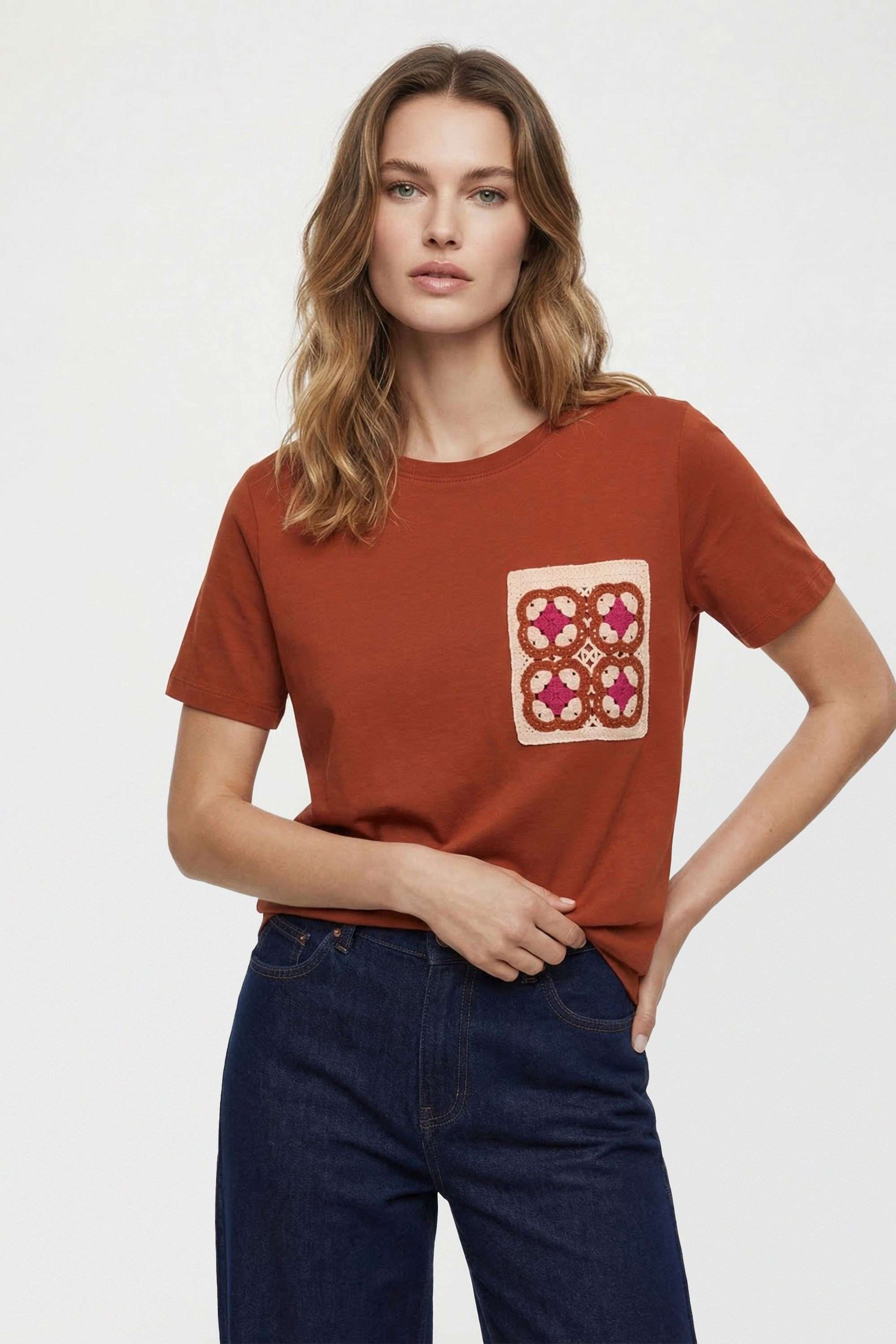Embroidered-Cotton-Round-Neck-Women-s-T-Shirt