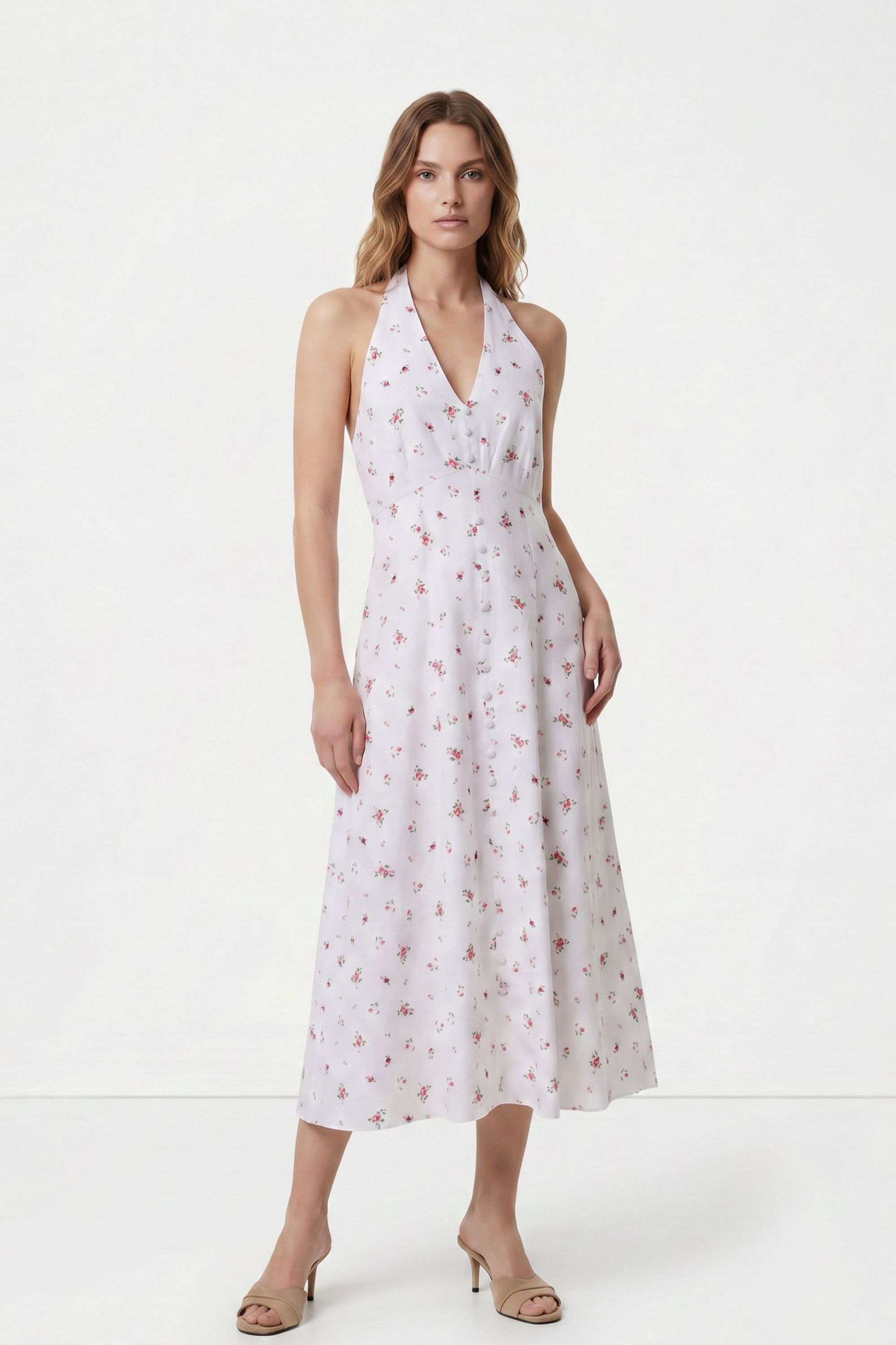 cover story Floral Cotton V-Neck Women's Dress-picture-10