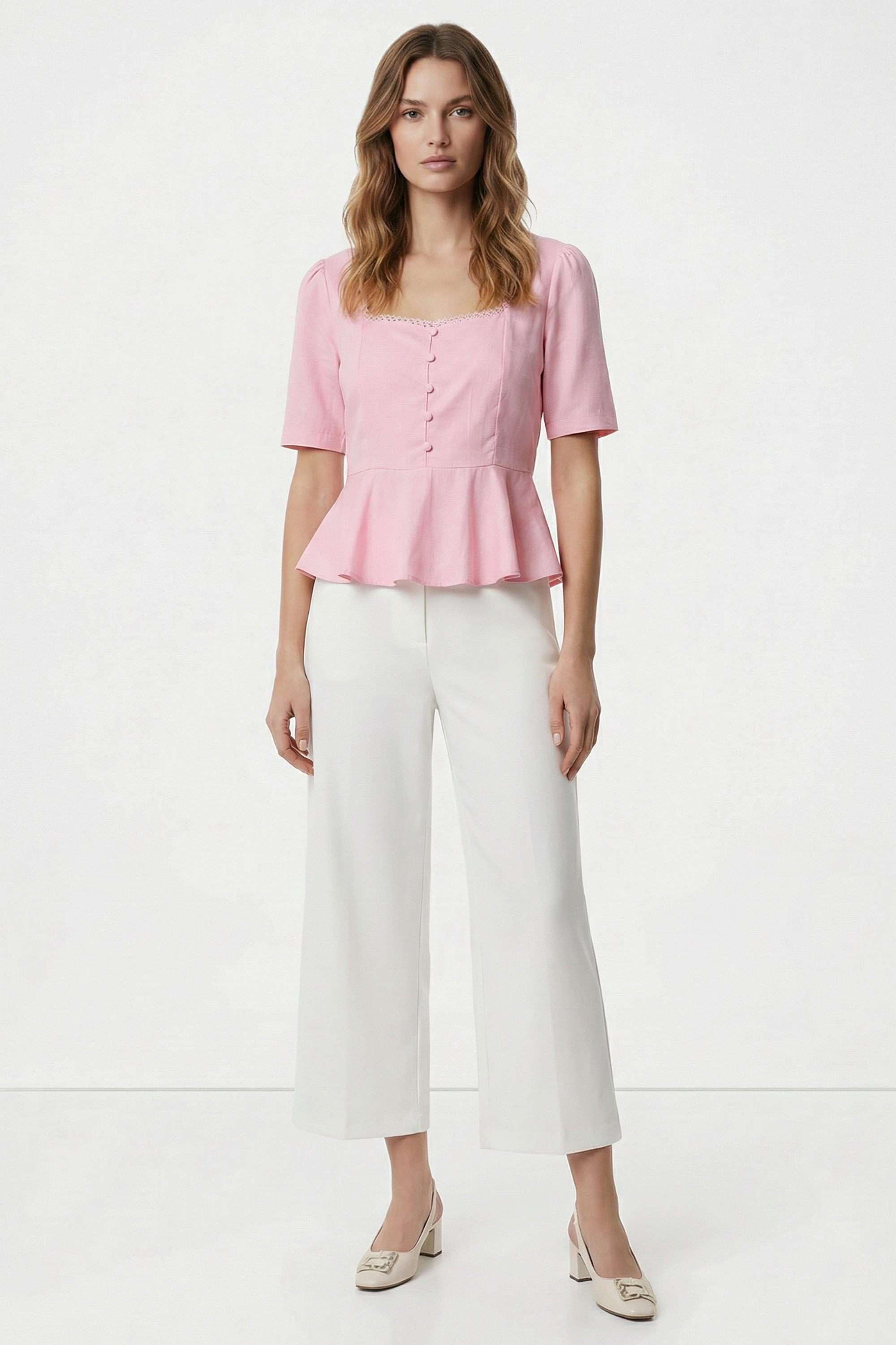 Solid-Lace-Cotton-Square-Neck-Women-s-Top