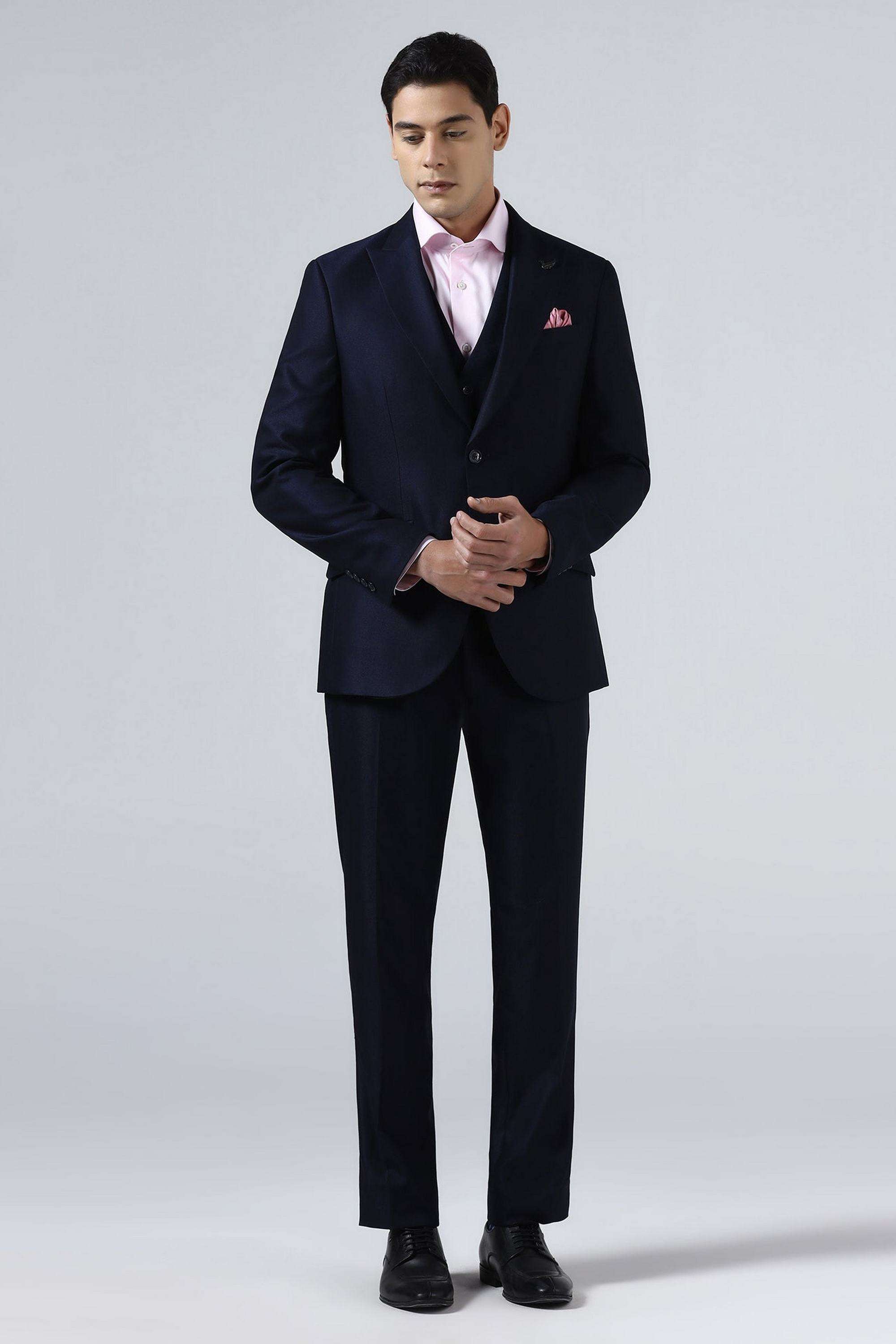 Solid-Polyester-Slim-Fit-Men-s-Suit