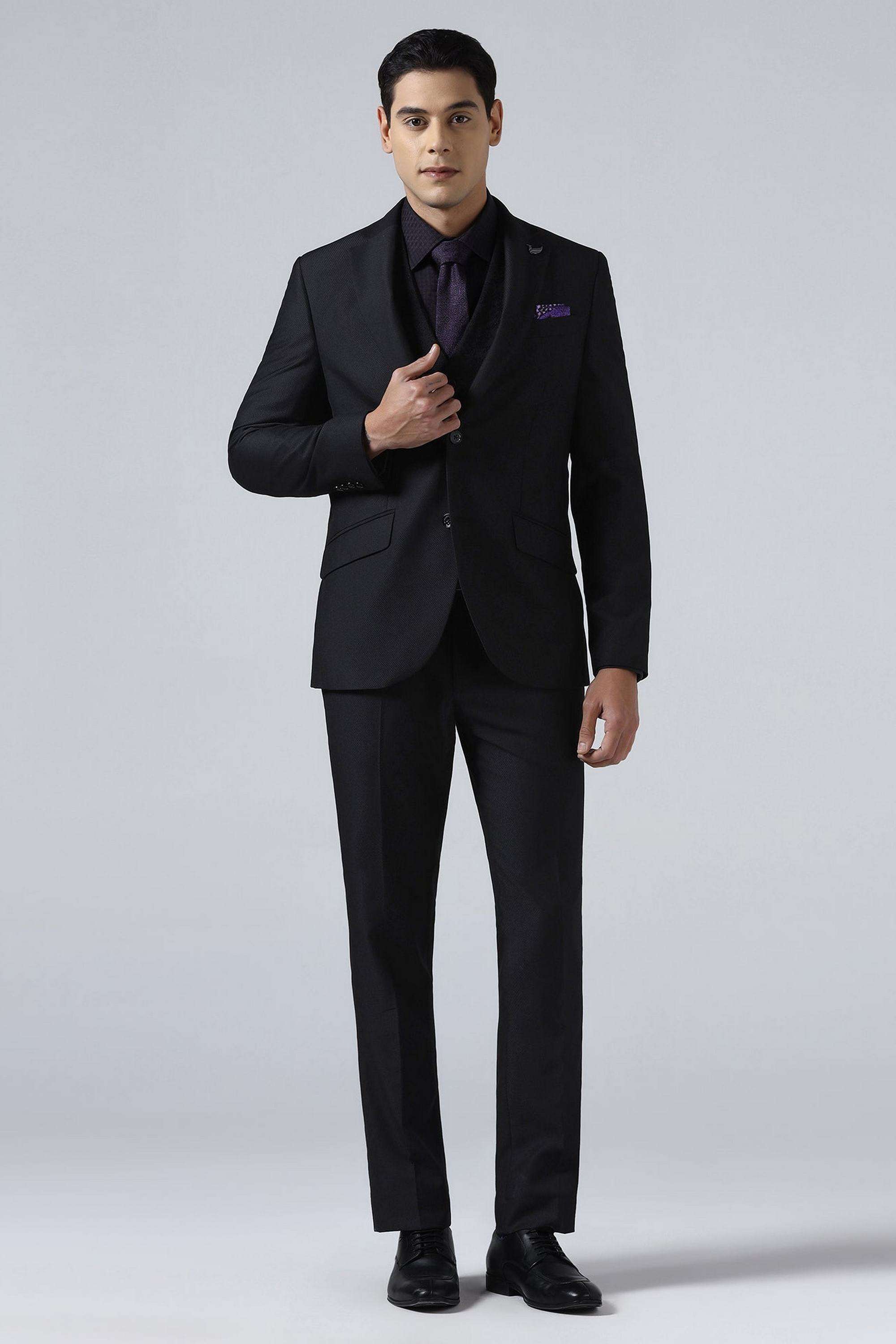Solid-Polyester-Viscose-Slim-Fit-Men-s-Suit