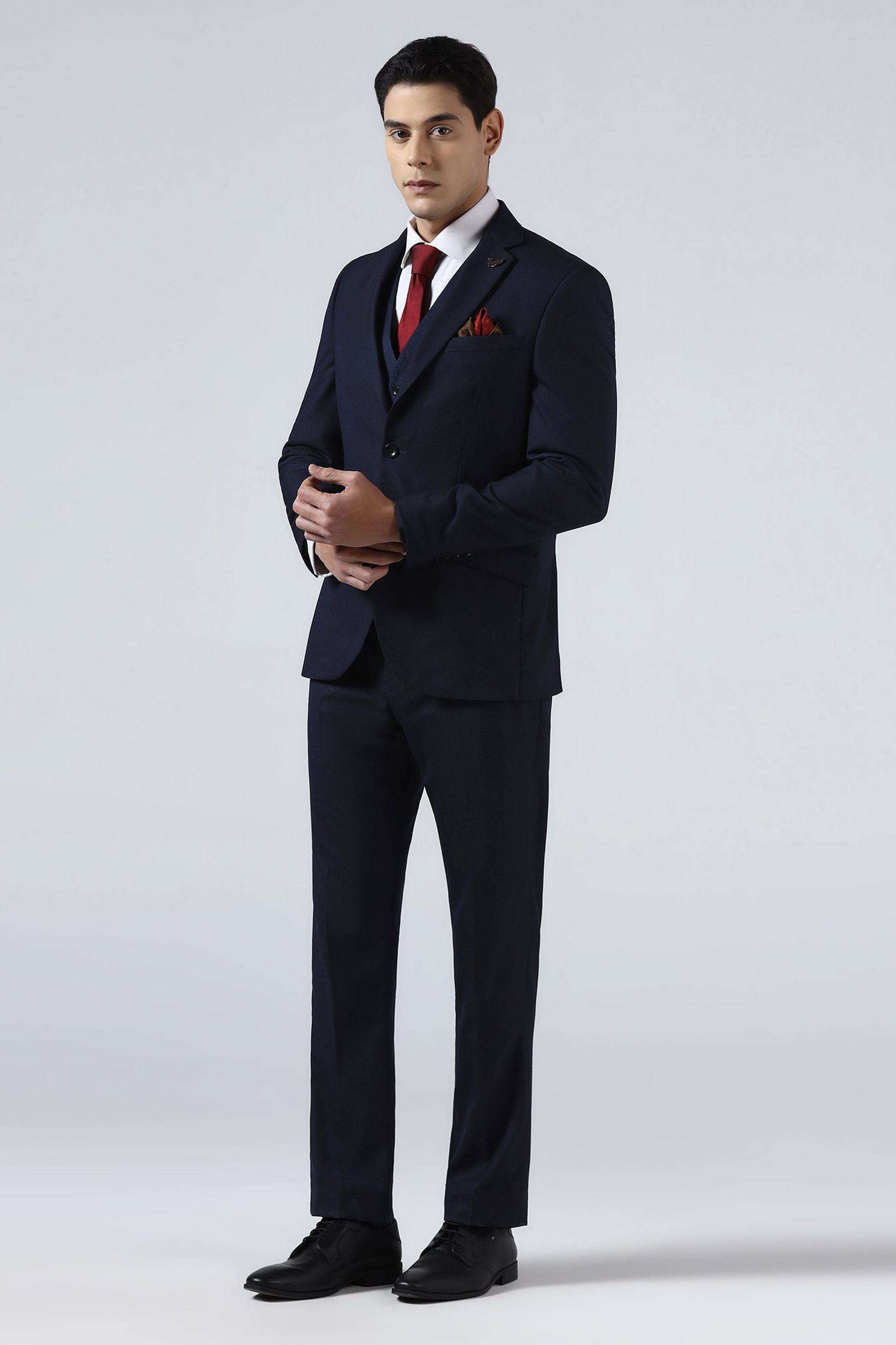 Dobby-Polyester-Viscose-Slim-Fit-Men-s-Suit