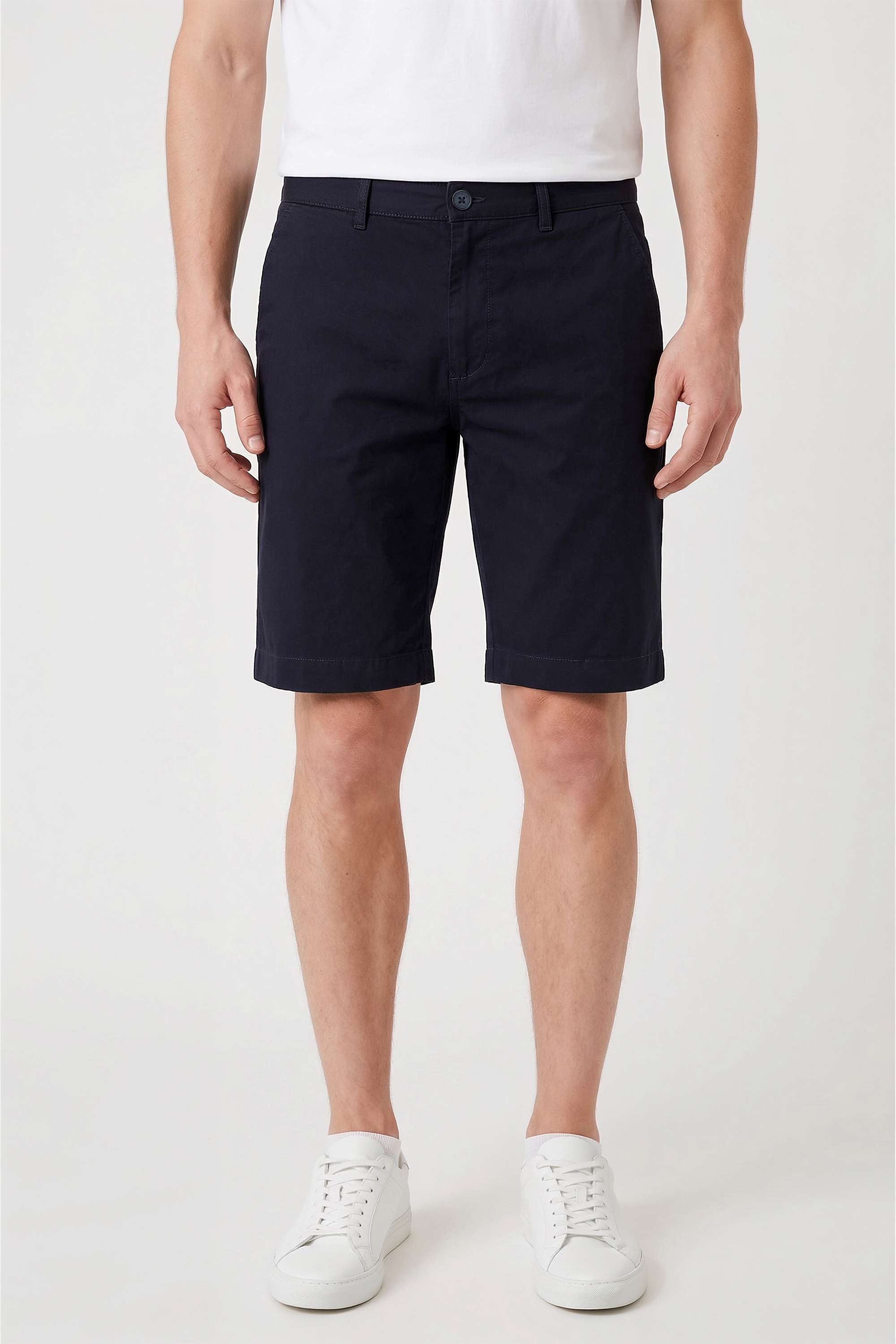 Solid-Cotton-Blend-Button-Men-s-Shorts