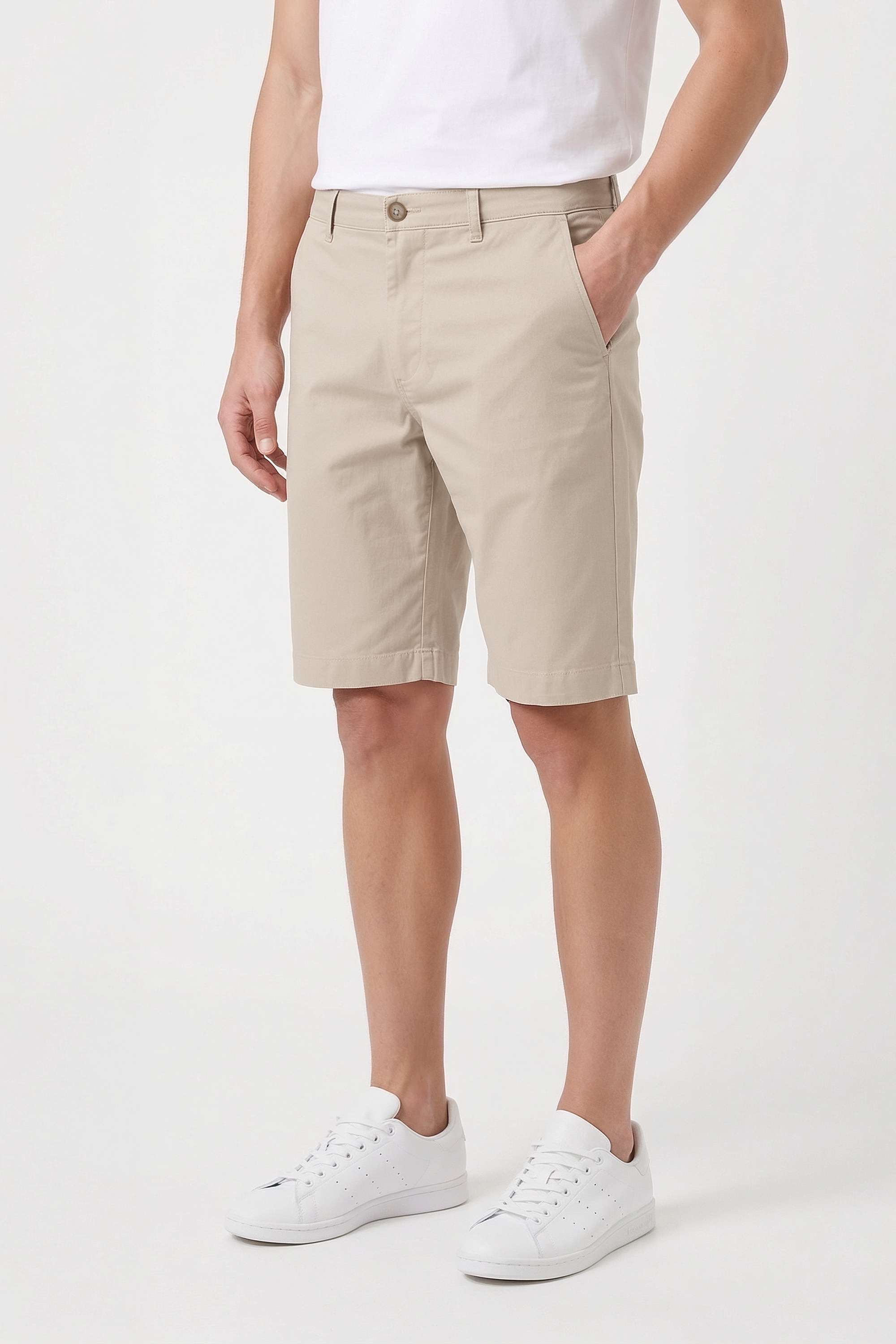 Solid-Cotton-Blend-Button-Men-Shorts