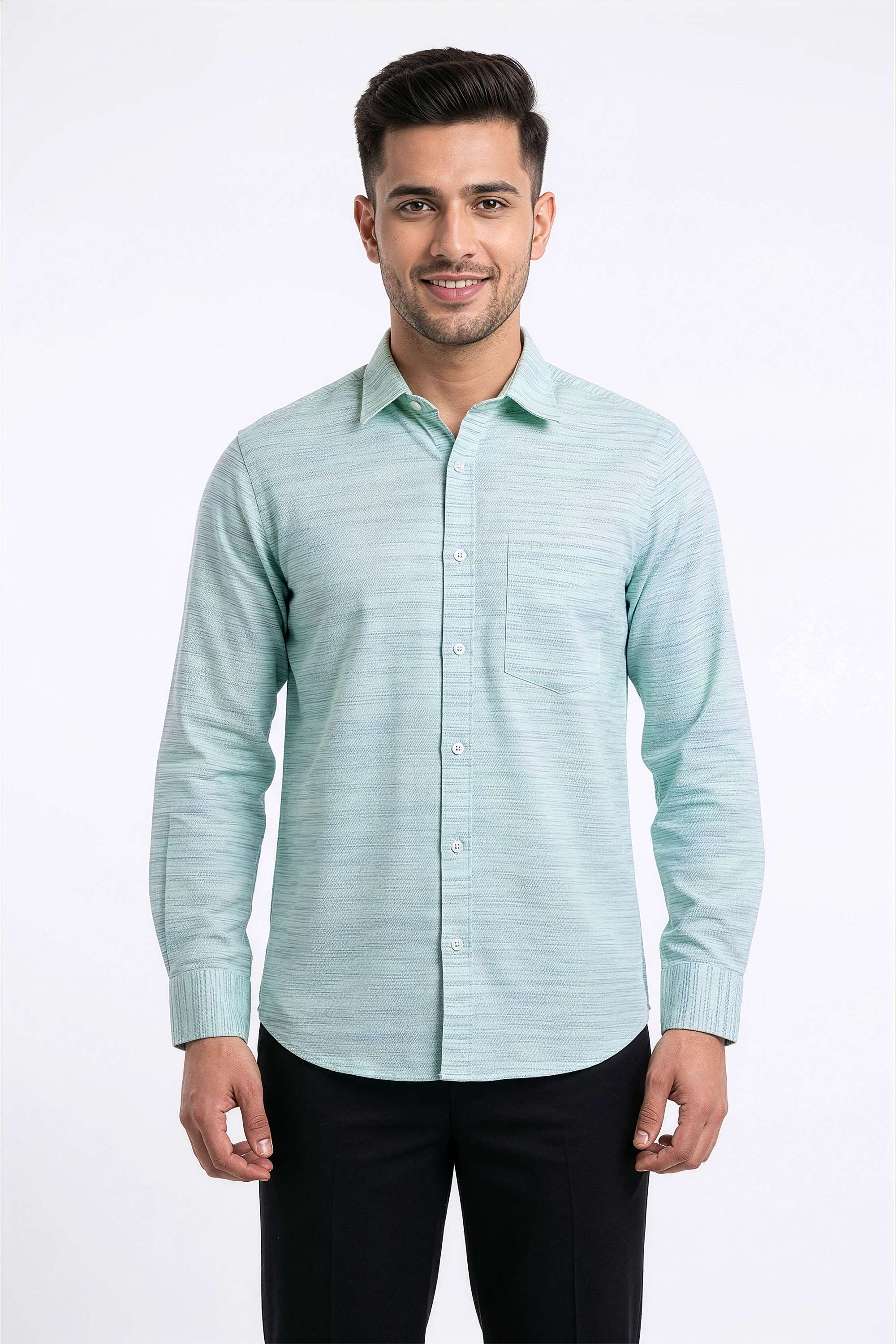 Solid-Cotton-Blend-Regular-Fit-Men-s-Casual-Wear-Shirt
