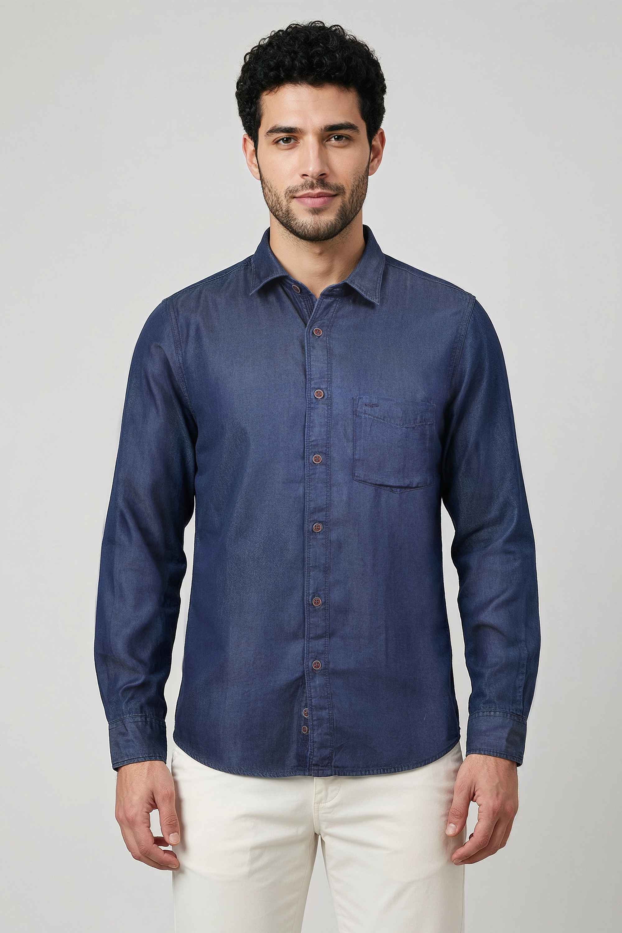 Solid-Blended-Fabric-Regular-Fit-Men-Casual-Wear-Shirt