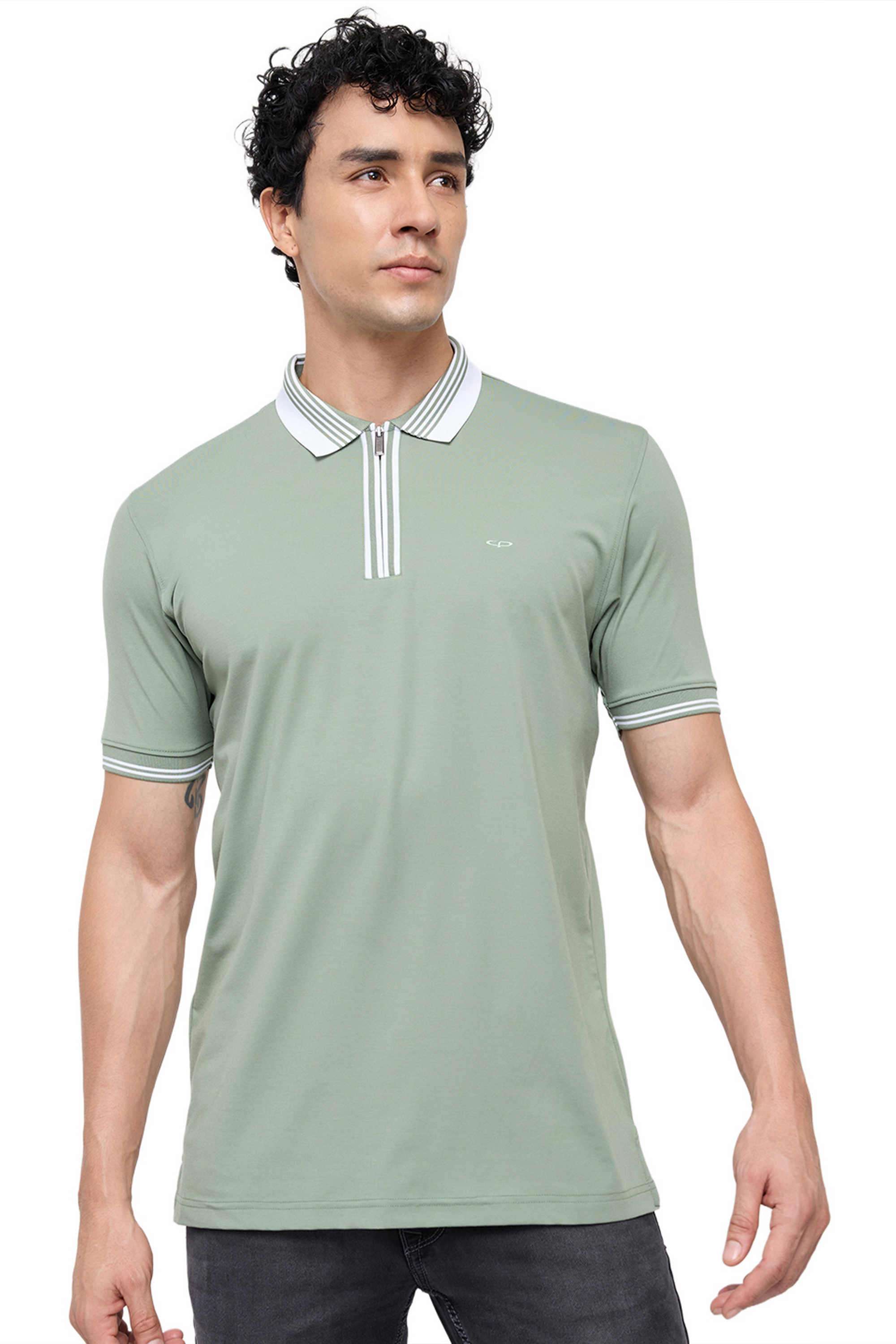 Solid-Cotton-Blend-Polo-Men-s-T-Shirt