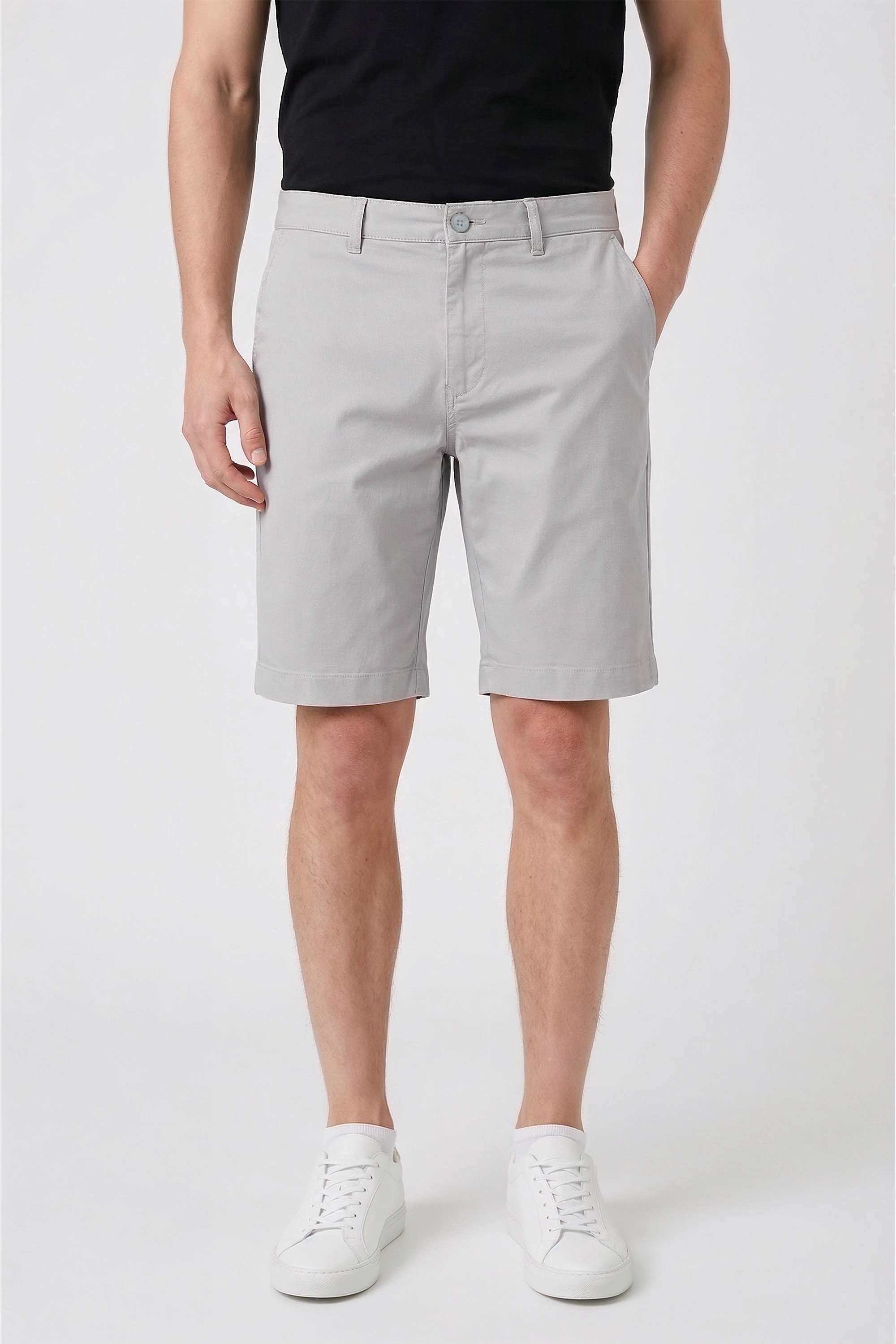 Solid-Cotton-Blend-Button-Men-s-Shorts