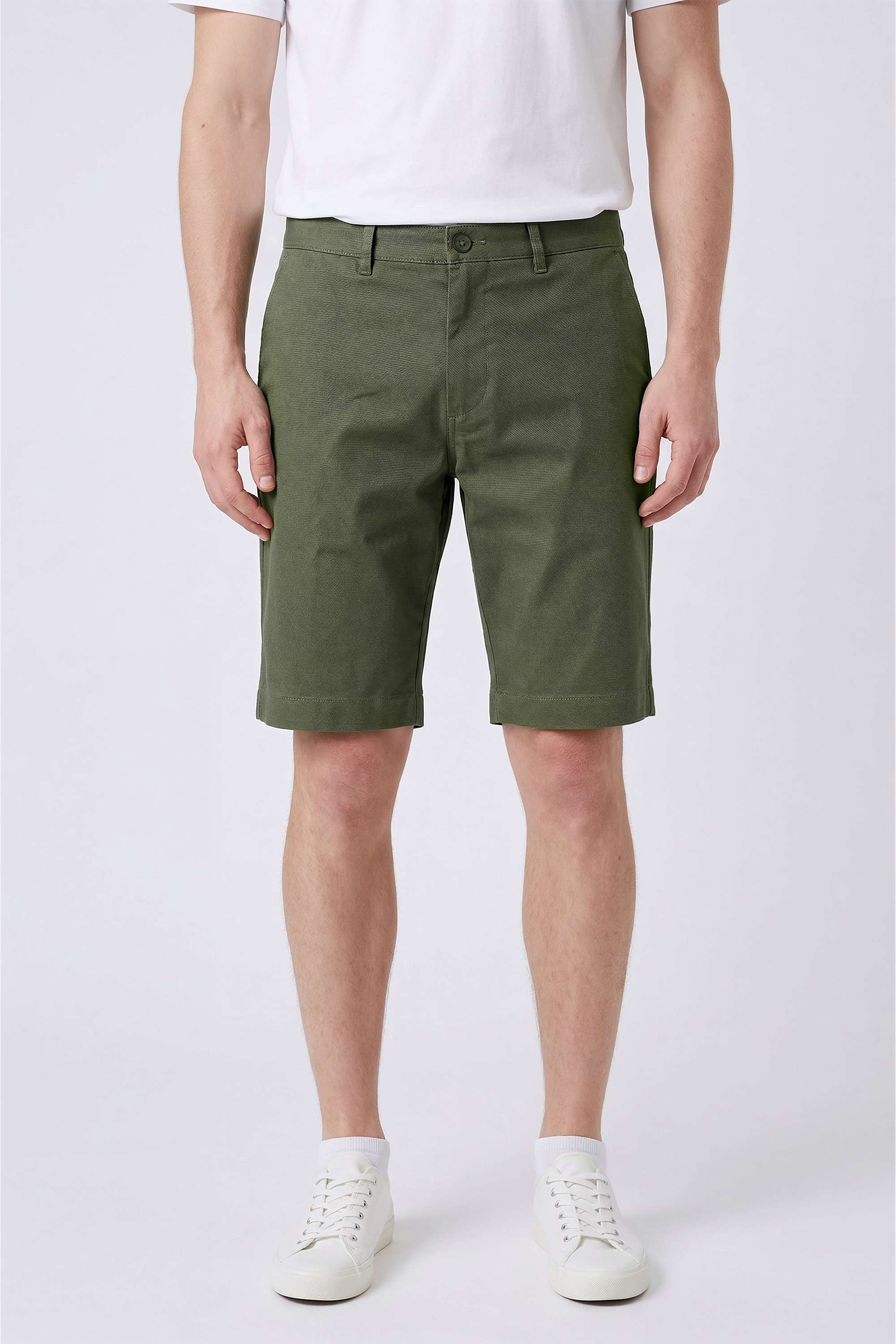 Solid-Cotton-Blend-Button-Men-s-Shorts