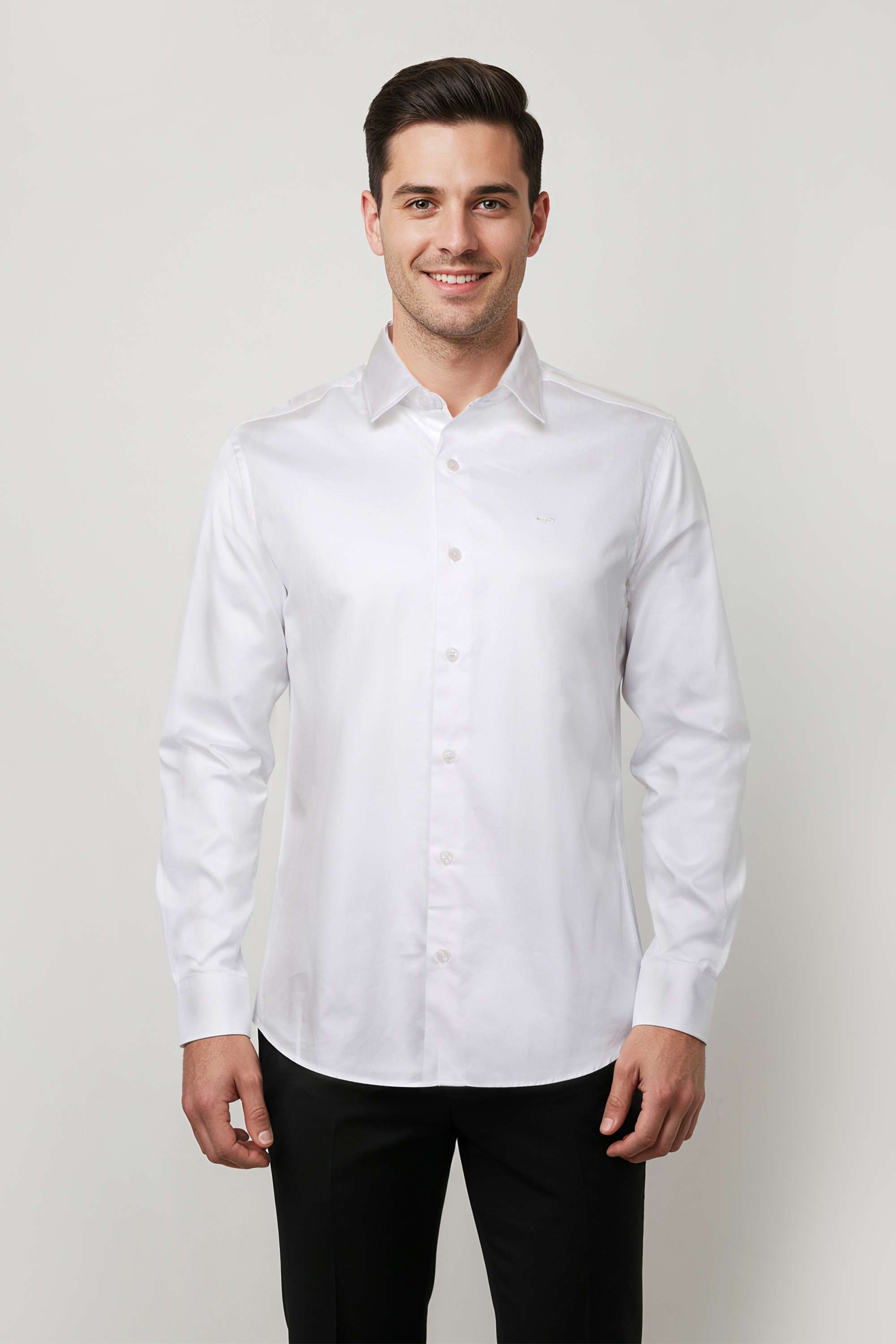 Solid-Cotton-Blend-Regular-Fit-Men-s-Formal-Wear-Shirt