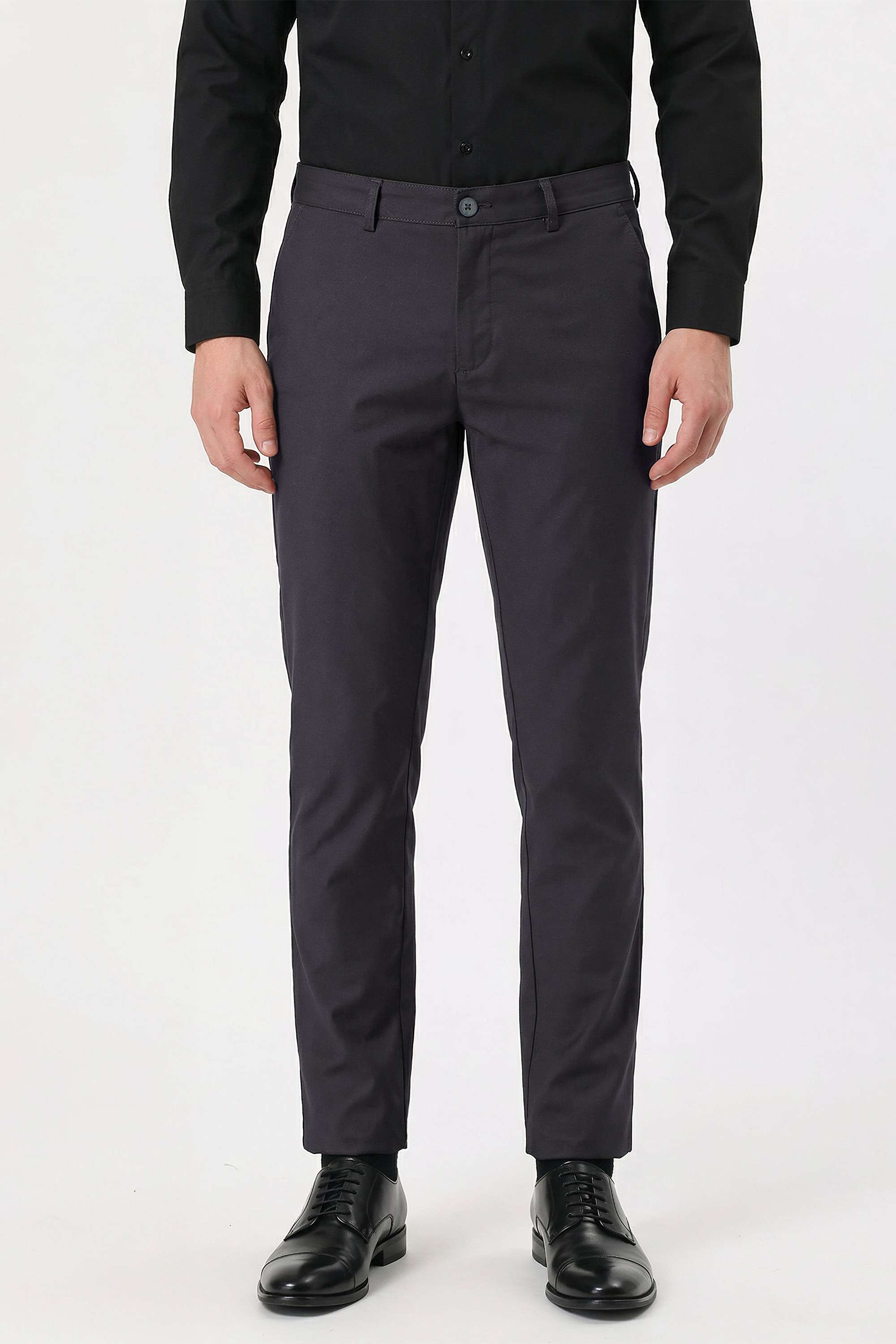 Solid-Cotton-Blend-Slim-Fit-Men-s-Trousers