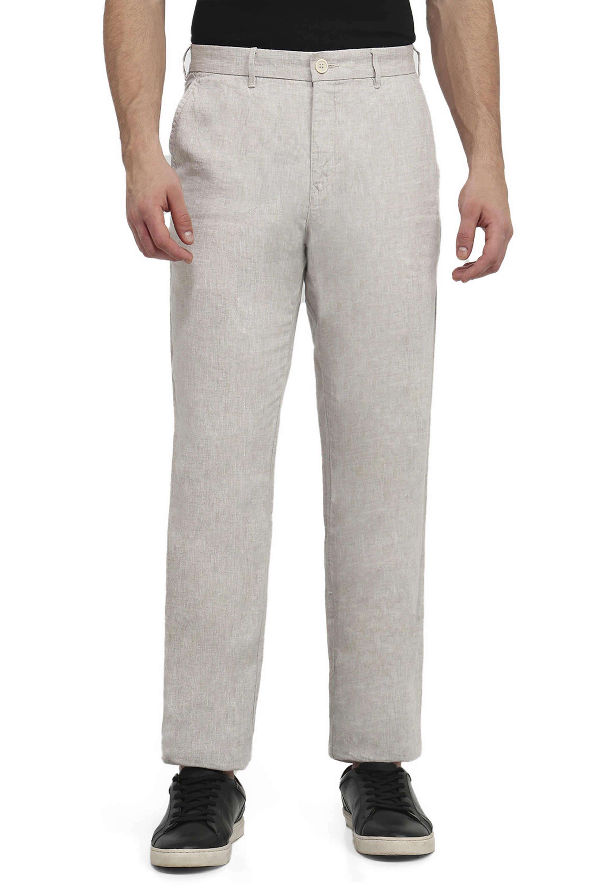 Solid-Cotton-Linen-Blend-Regular-Fit-Men-s-Casual-Trousers