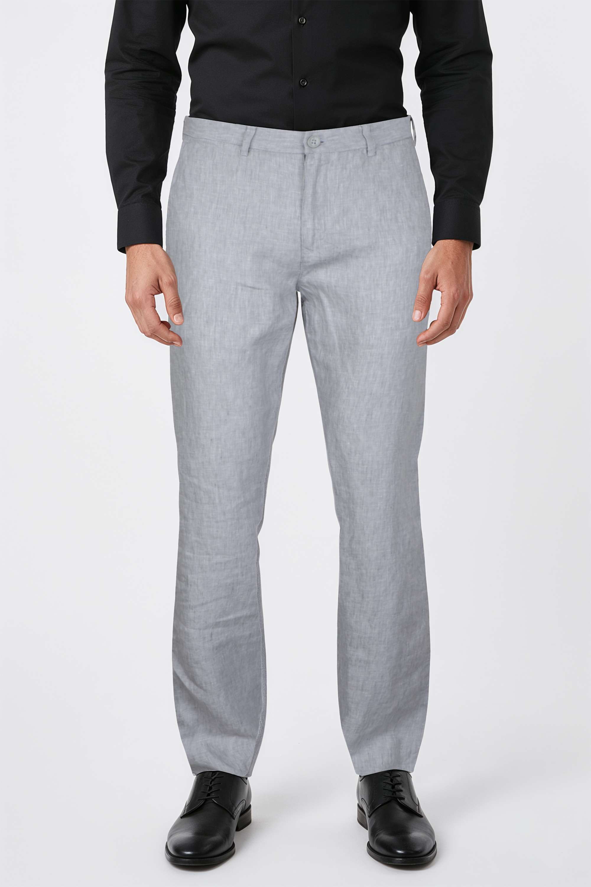 Solid-Blended-Fabric-Regular-Fit-Men-s-Trousers