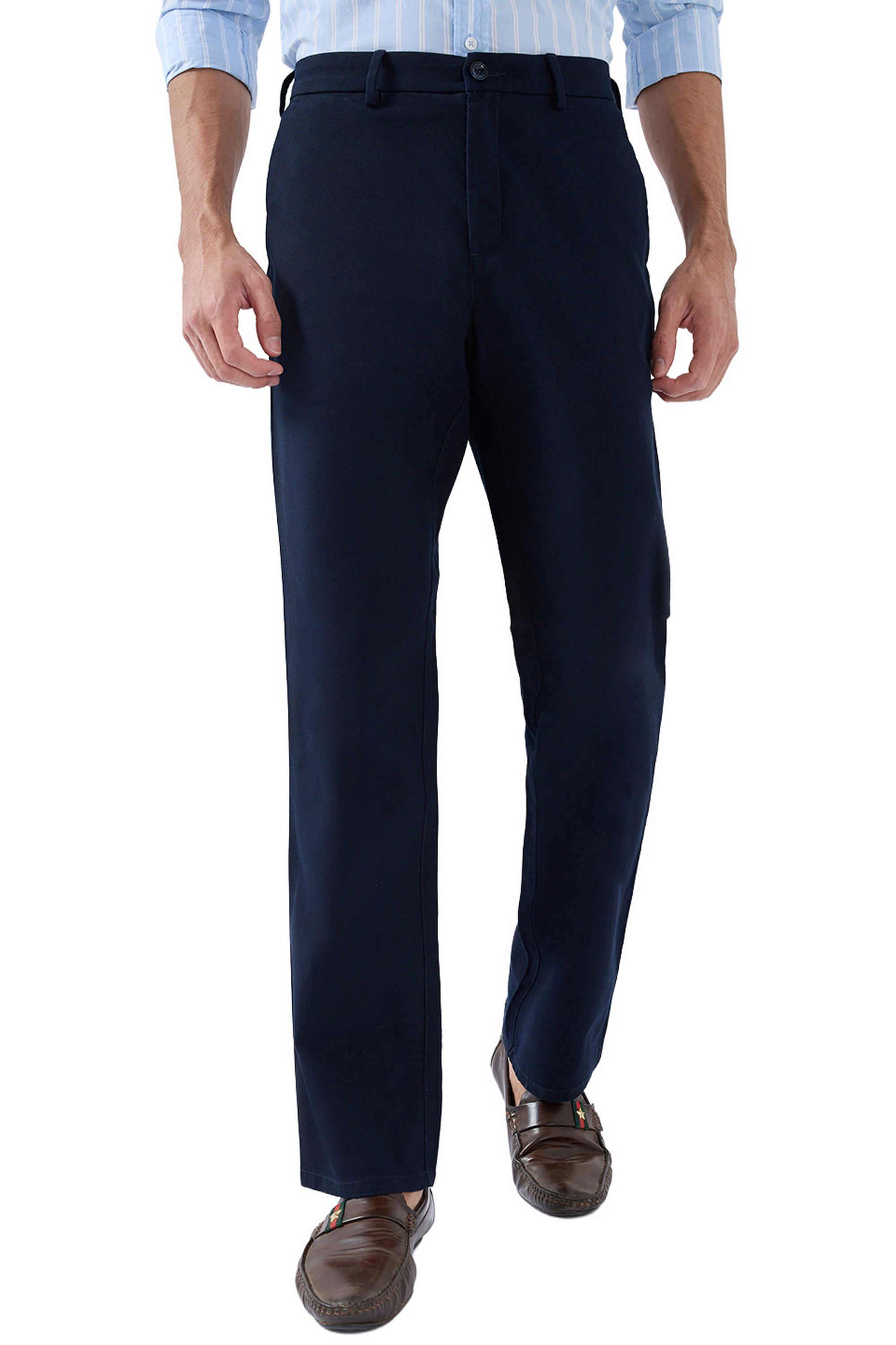 Solid-Cotton-Blend-Regular-Fit-Men-s-Casual-Trousers