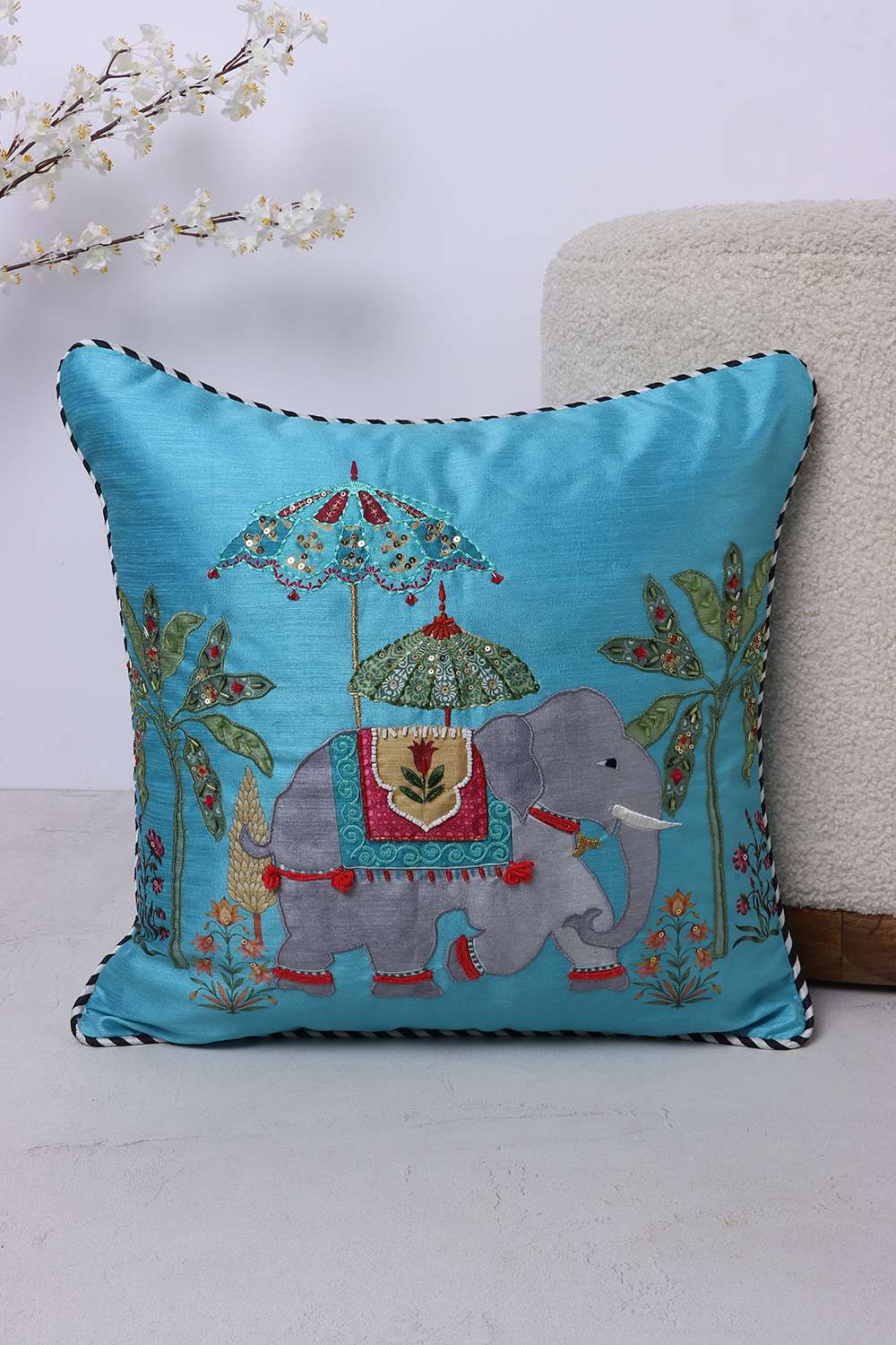 Global-Indian-Tuscan-Elephant-Green-Cushion-Cover-40x40-cm