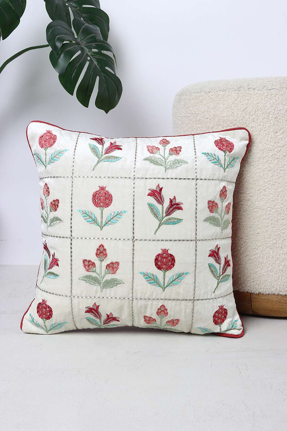 Global-Indian-Anaar-Jaal-White-Cushion-Cover-40x40-cm