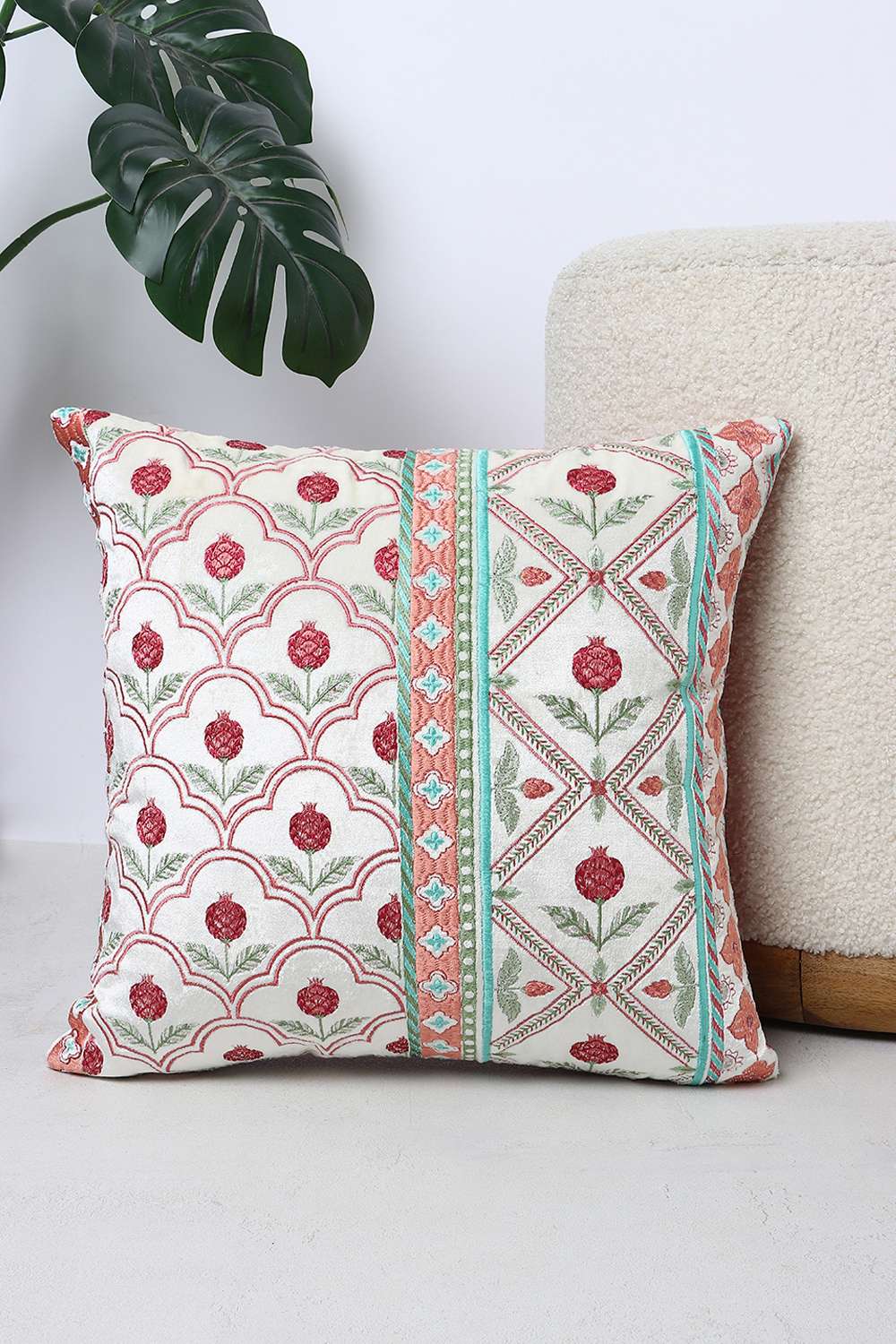 Global-Indian-Anaar-Buta-White-Cushion-Cover-40x40-cm