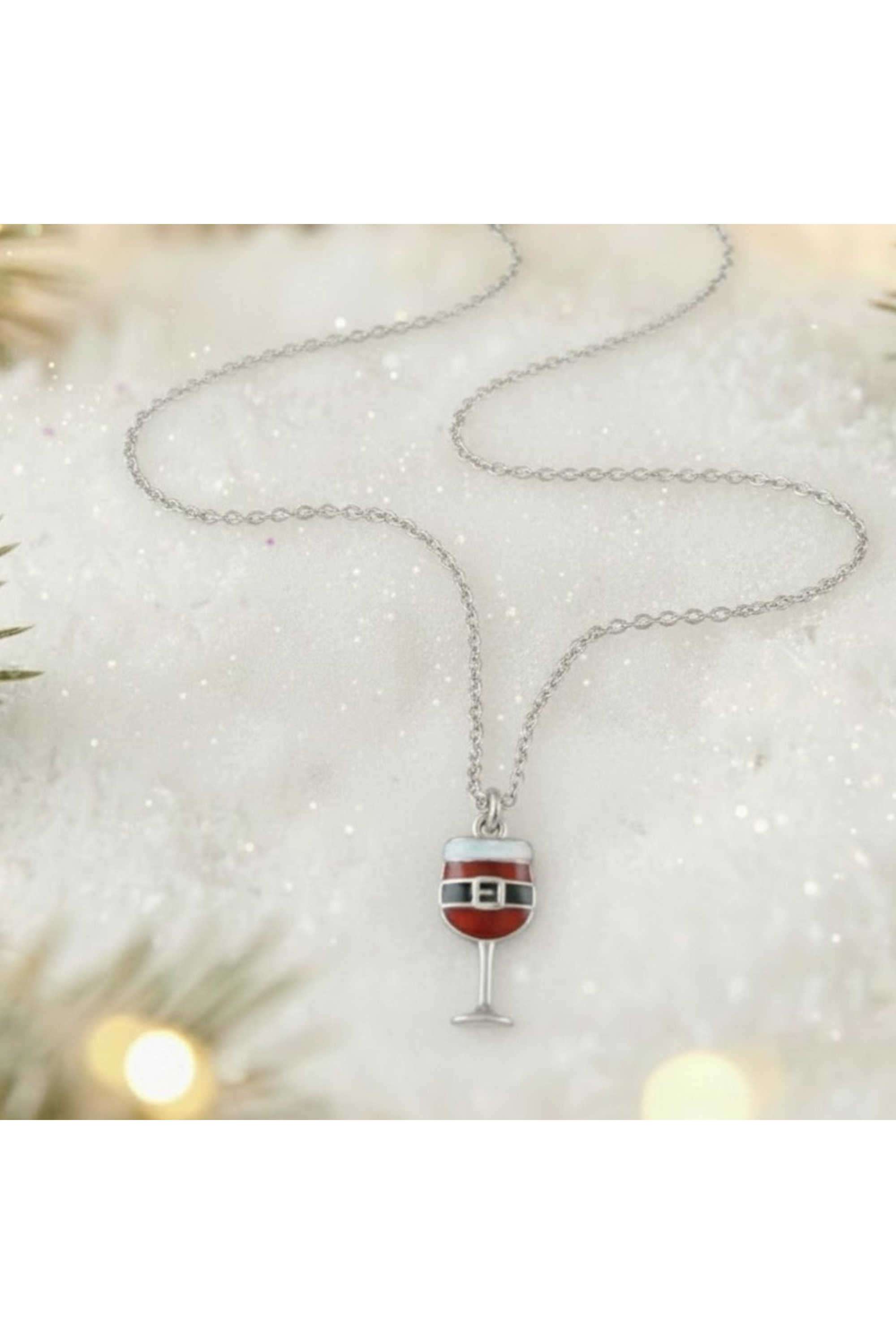 925-Sterling-Silver-Santa-Wine-Glass-Christmas-Pendant-Necklace
