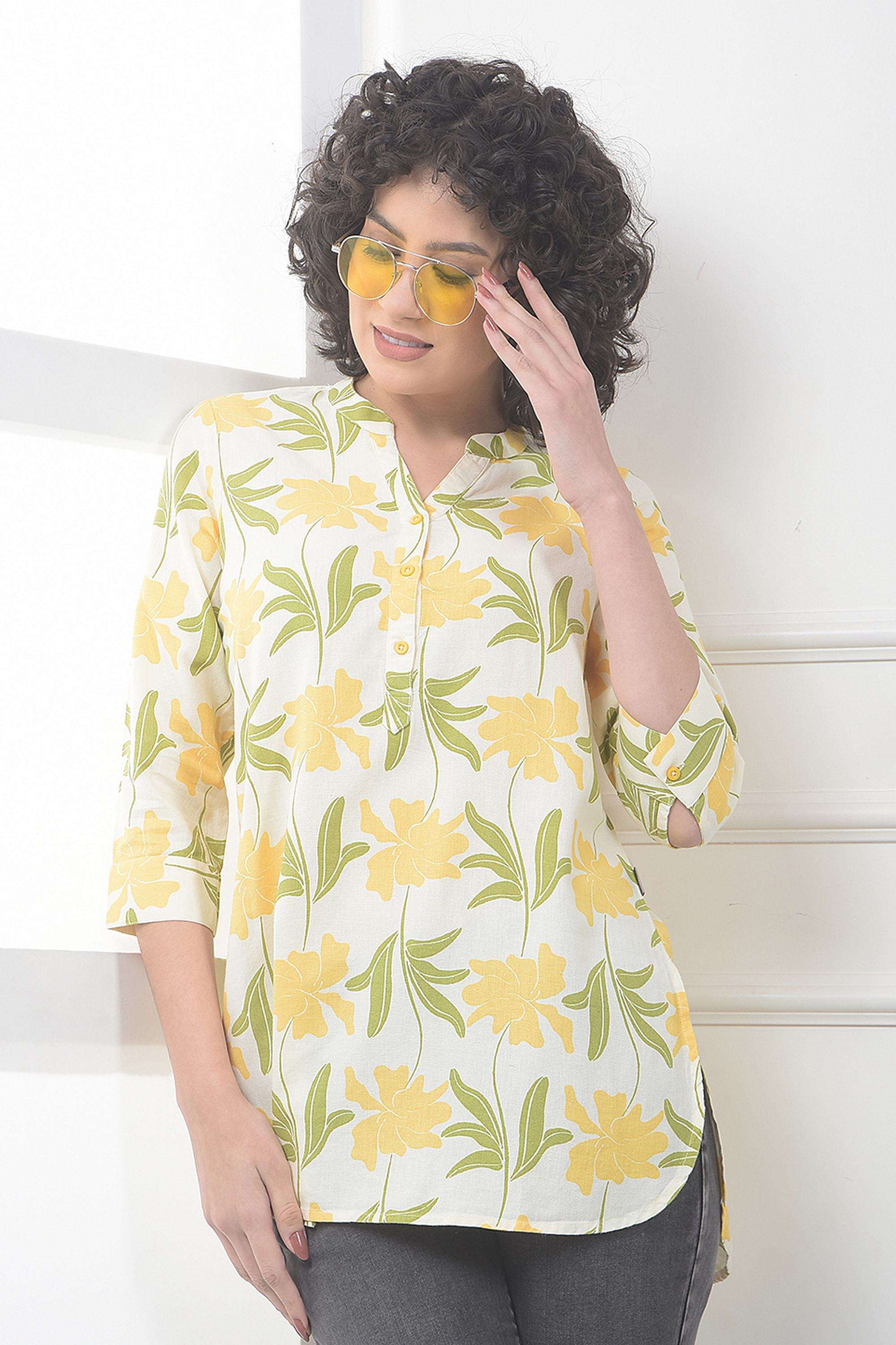 crimsoune club Printed Blended Fabric V-Neck Women's Top-picture-28
