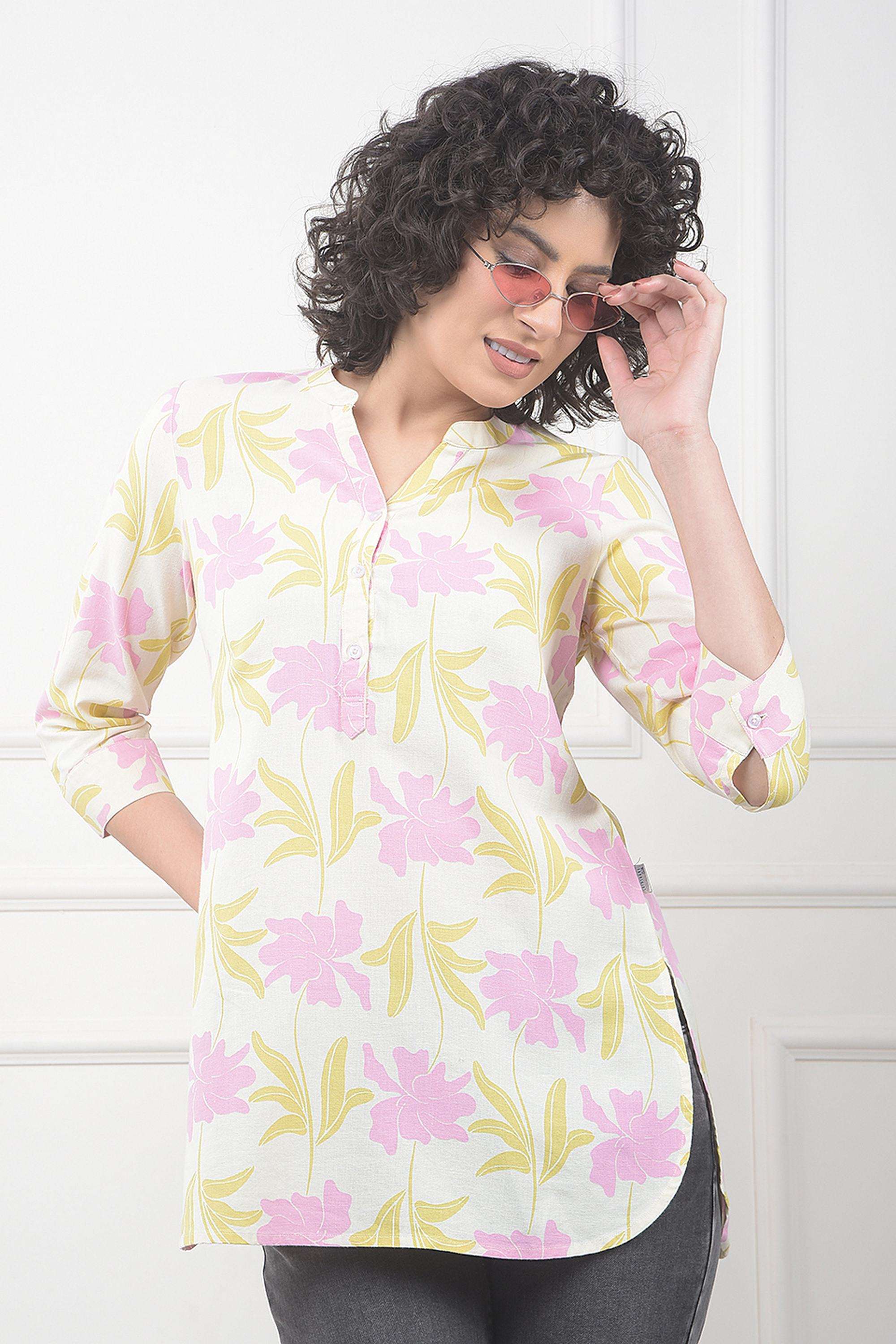 crimsoune club Printed Blended Fabric V-Neck Women's Top-picture-25