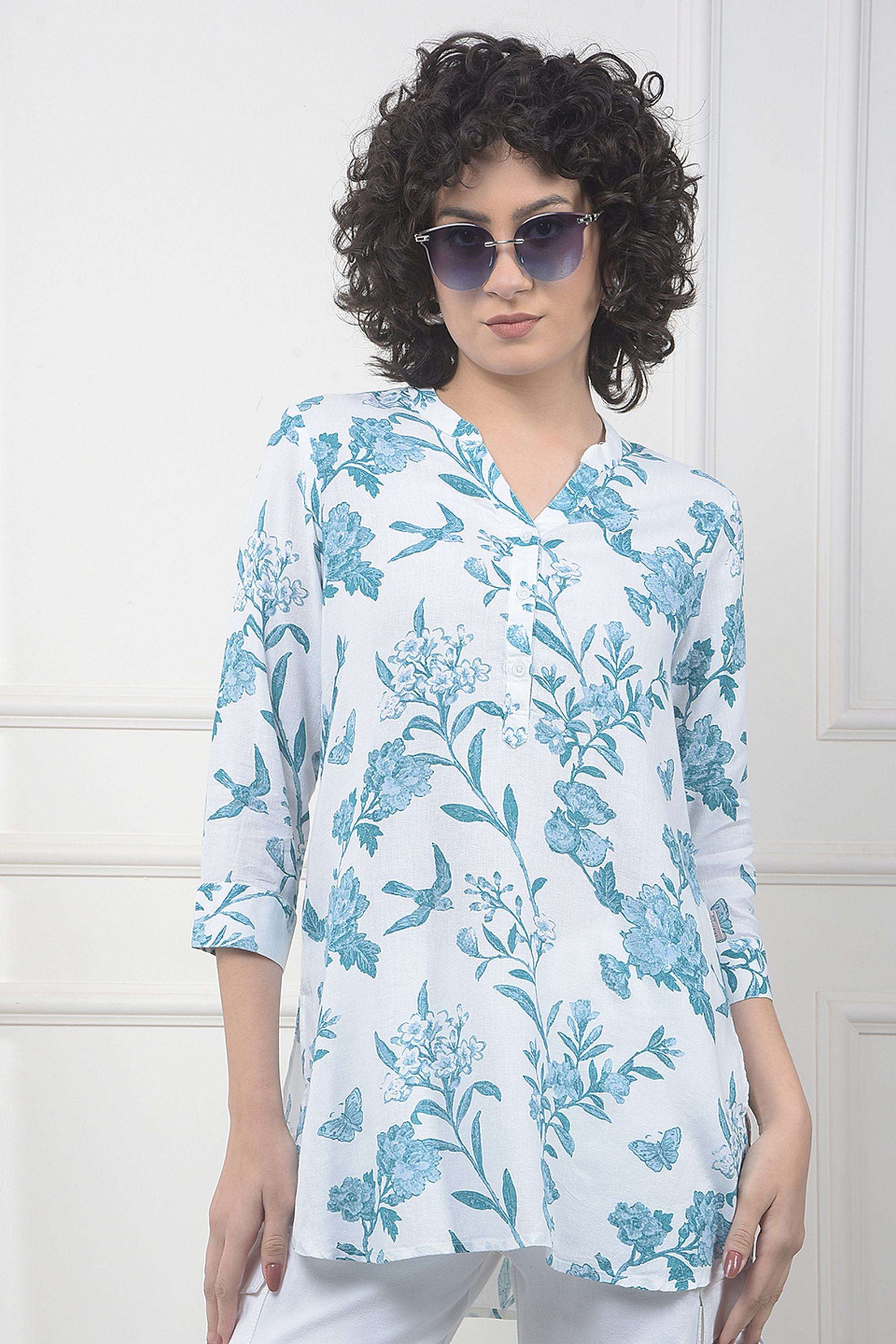 crimsoune club Printed Blended Fabric V-Neck Women's Top-picture-15