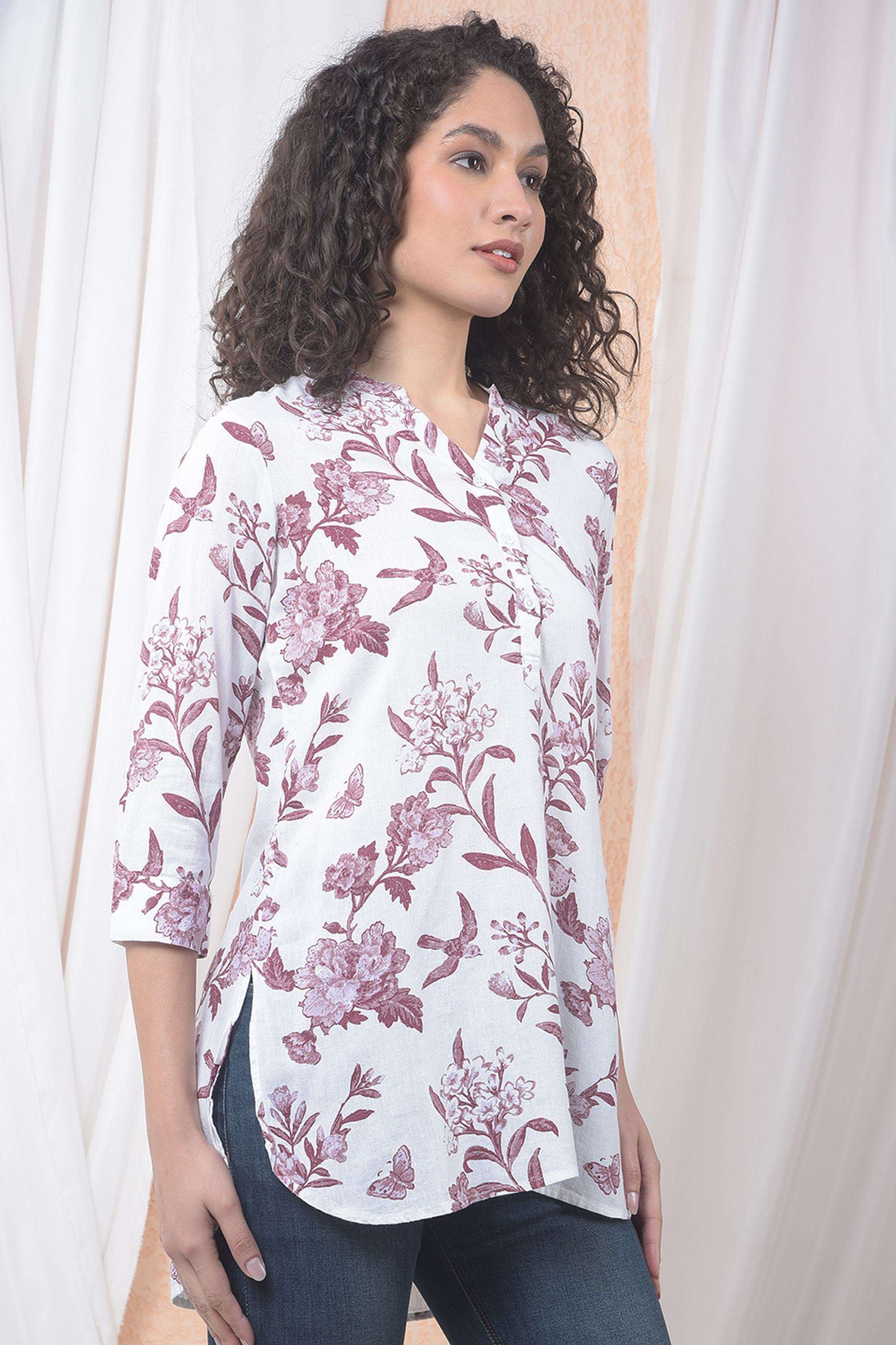 crimsoune club Printed Blended Fabric Round Neck Women's Top-picture-36