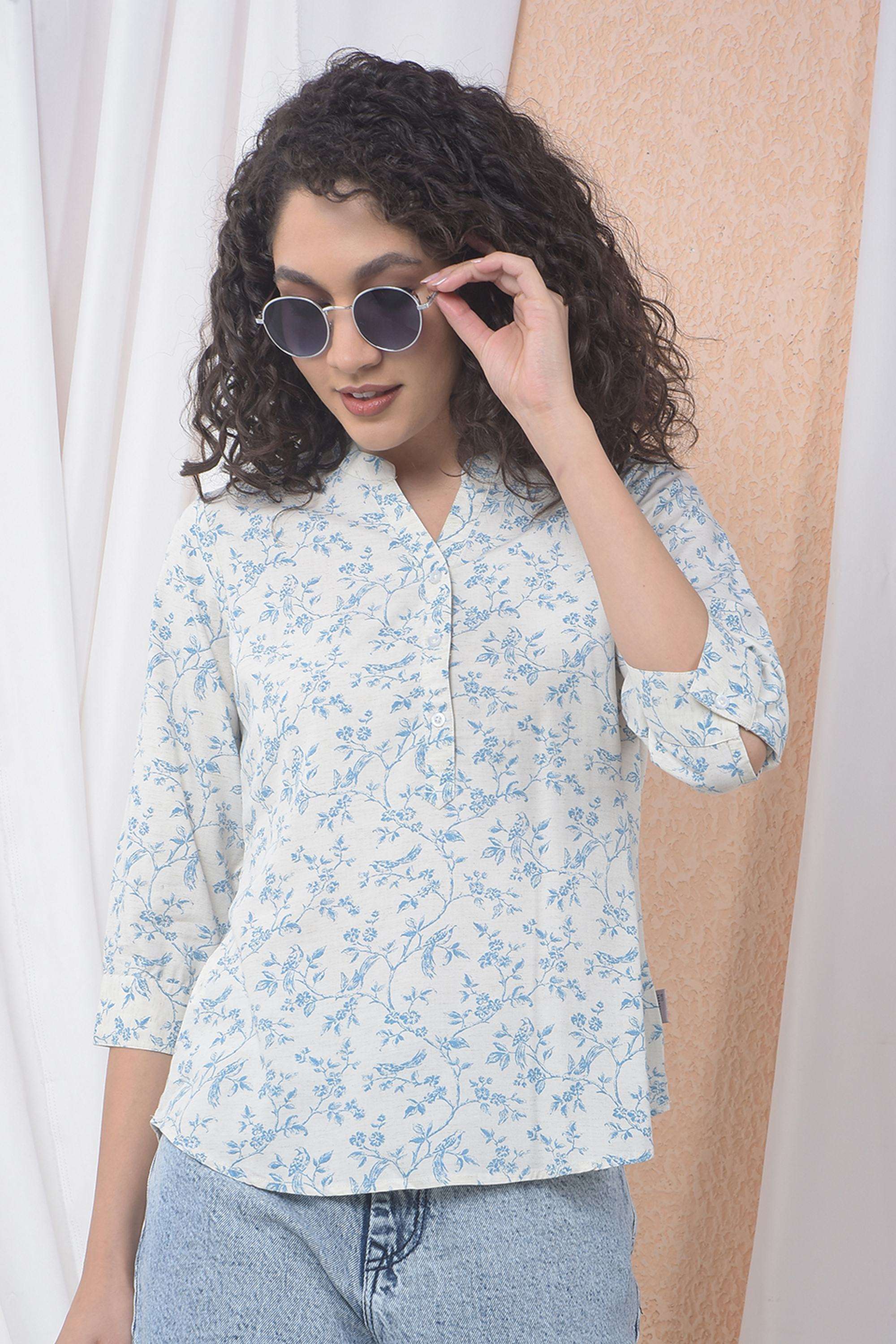 crimsoune club Printed Blended Fabric Round Neck Women's Top-picture-18