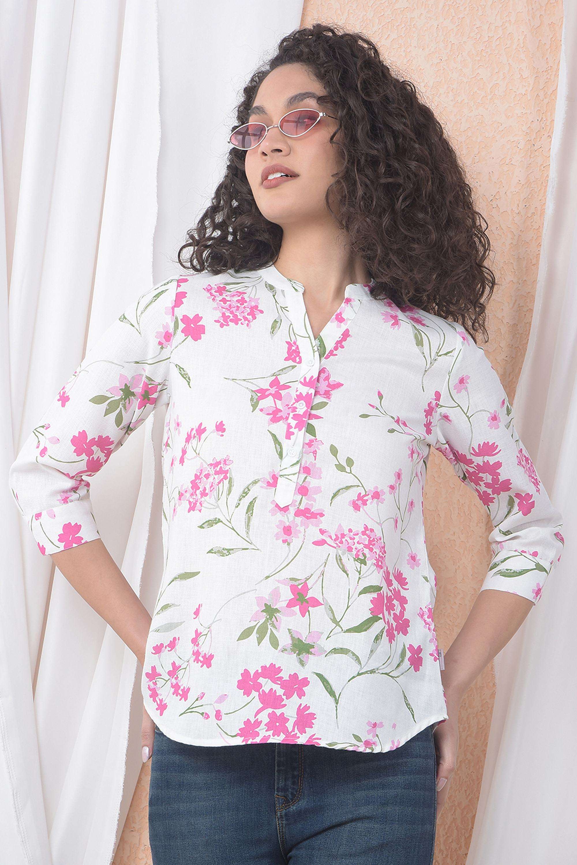crimsoune club Printed Blended Fabric Round Neck Women's Top-picture-40